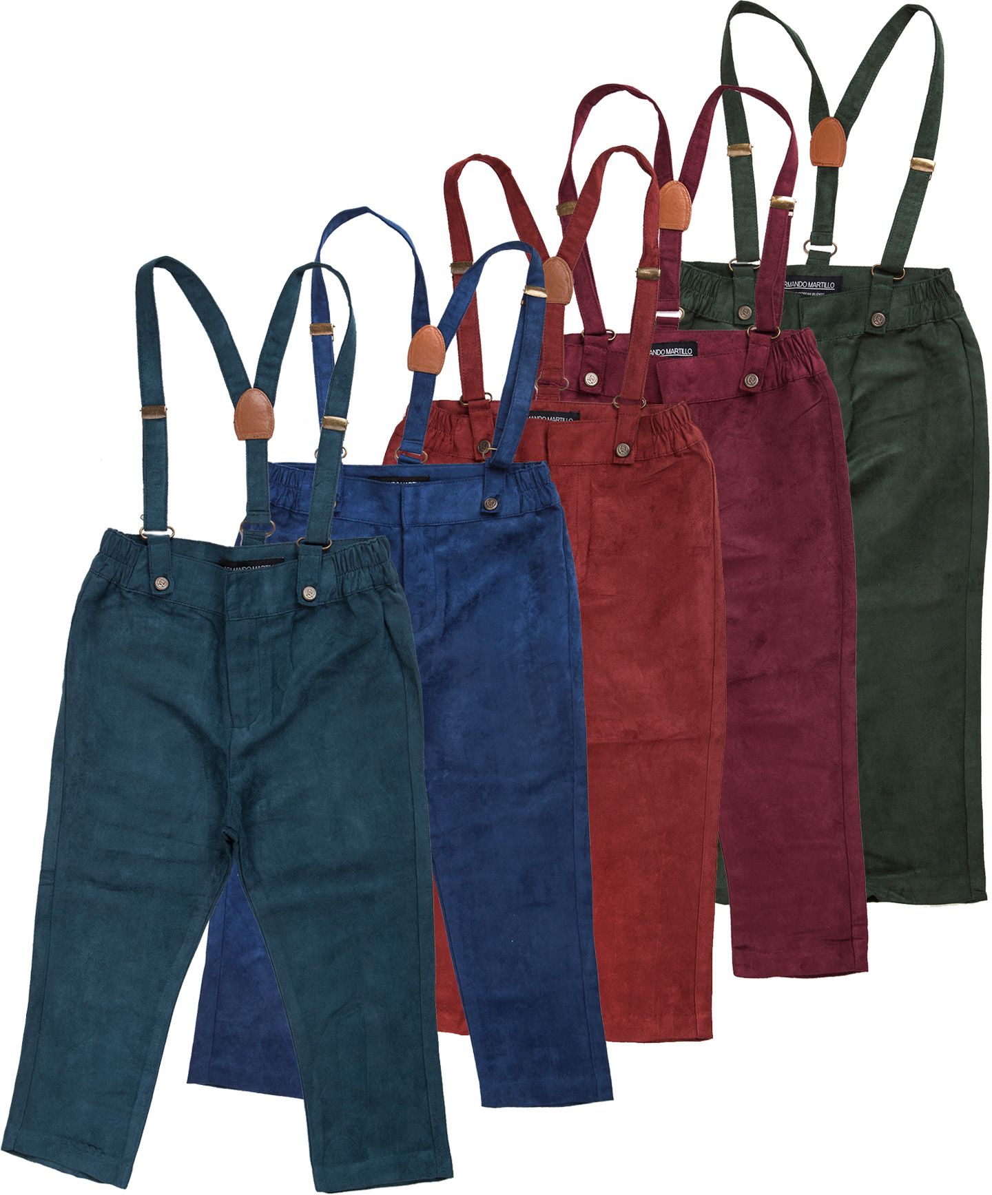 ARMANDO MARTILLO Suede Slim Fit Pants - With Suspenders