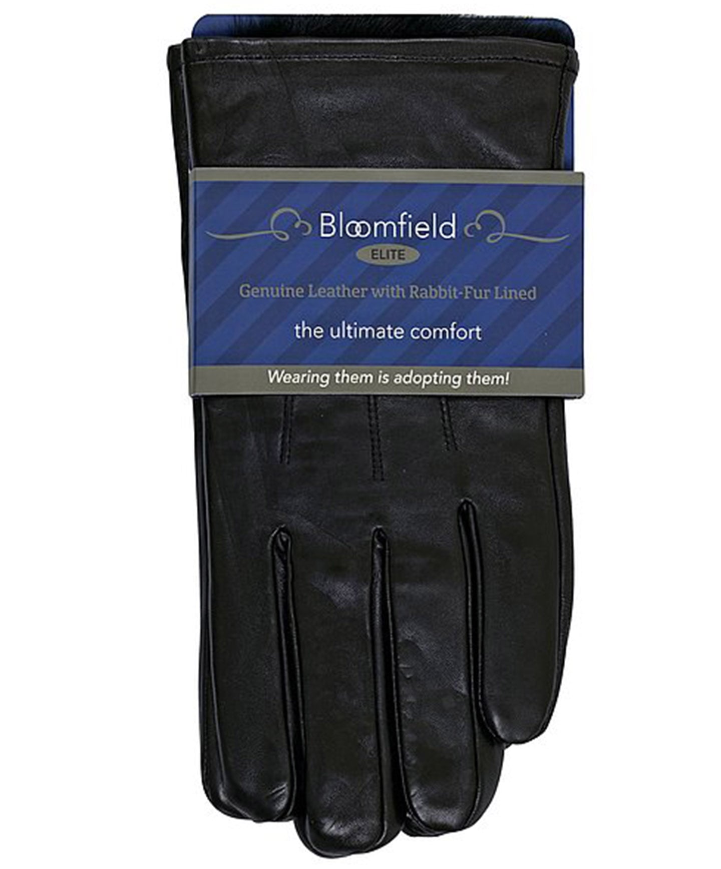 BLOOMFIELD Mens Luxurious Rabbit Fur Lined Leather Gloves