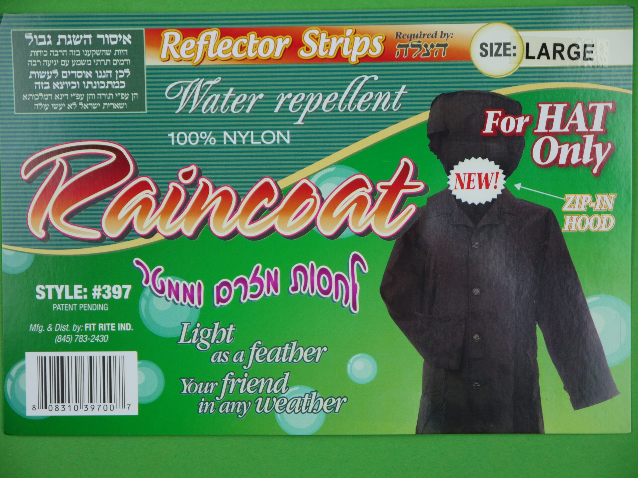 Boys Nylon Raincoat  Hood Protects Hat From Rain
