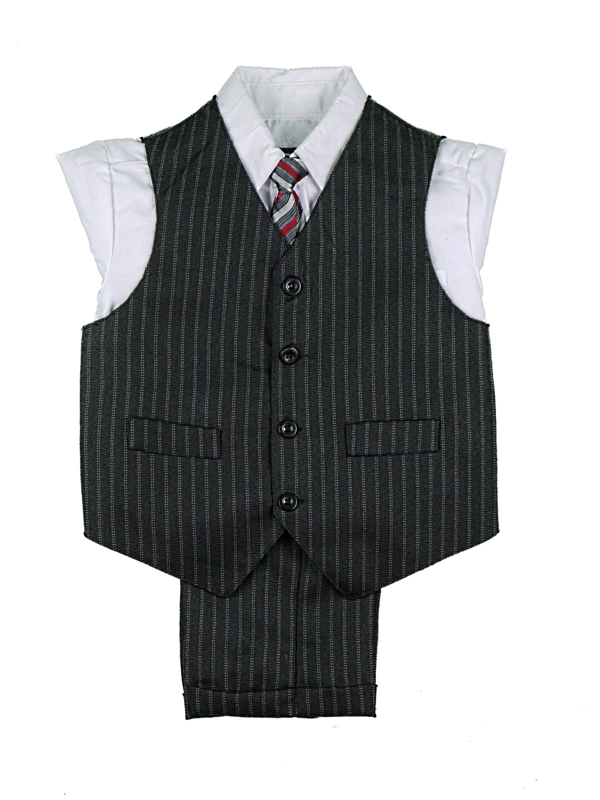 BOYS SAHARA Boys Classic Fit Dress Black Pinstripe Outfit - 4 Piece