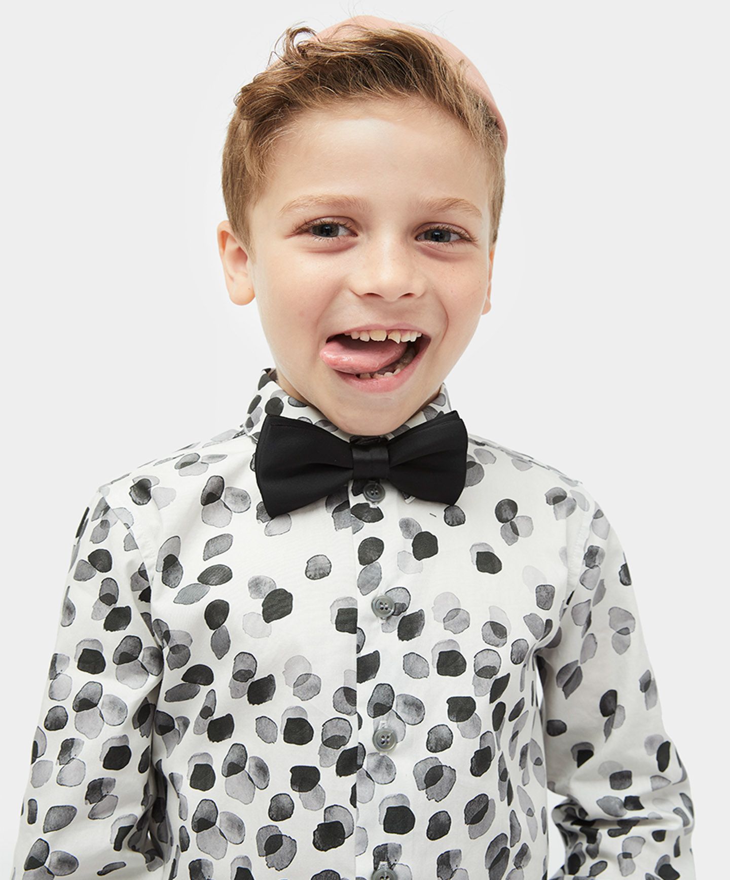 BUTTONUP BY IKIPPAH Boys Long Sleeve Black Petals Design Cotton Dress Shirt