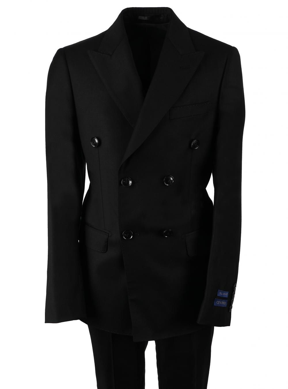 T.O. CENTRION BOYS DOUBLE BREASTED SLIM FIT 100% WOOL SOLID SUIT