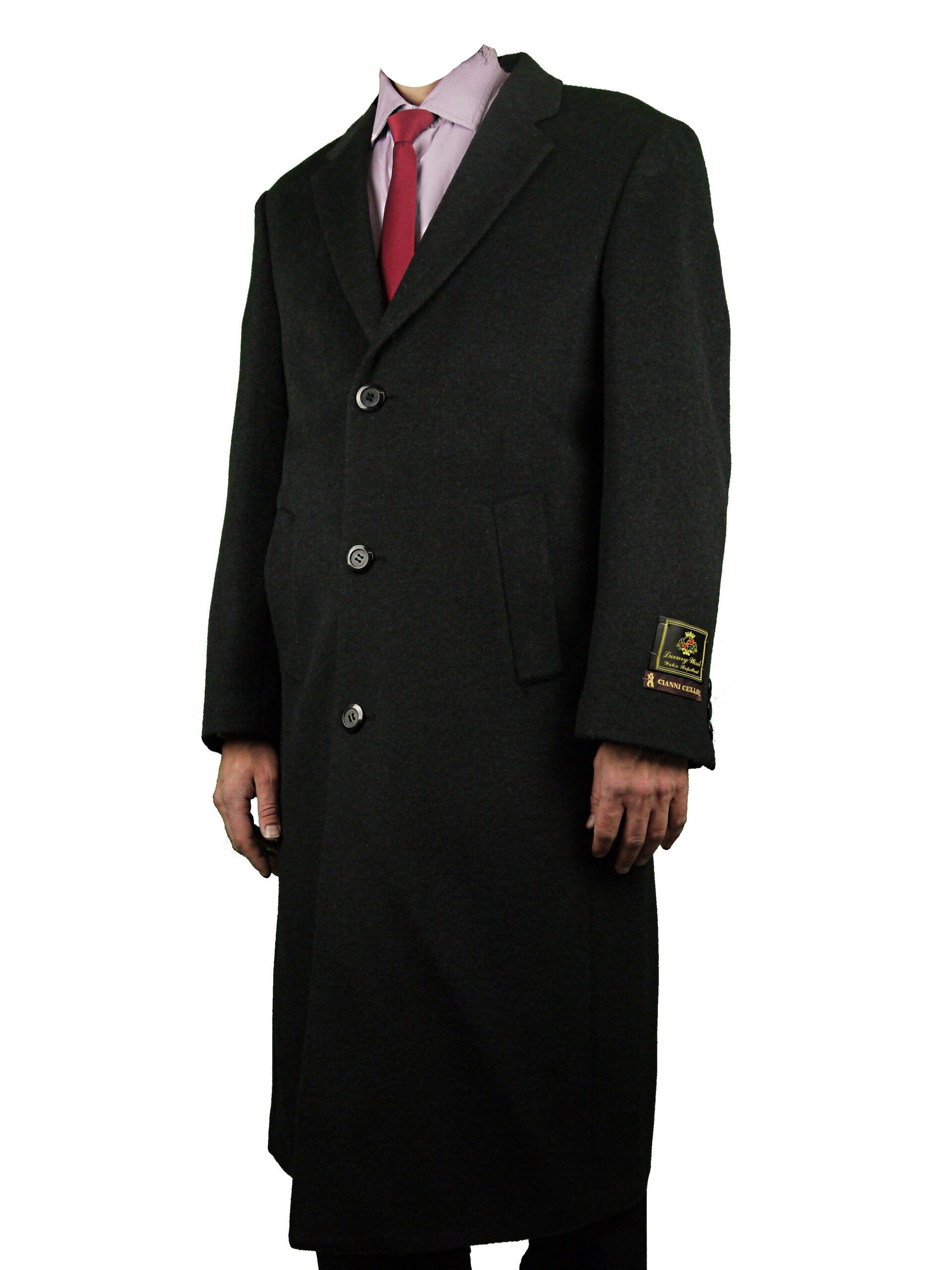 CIANNI CELLINI Mens Long Wool Blend Overcoat - Boytique %
