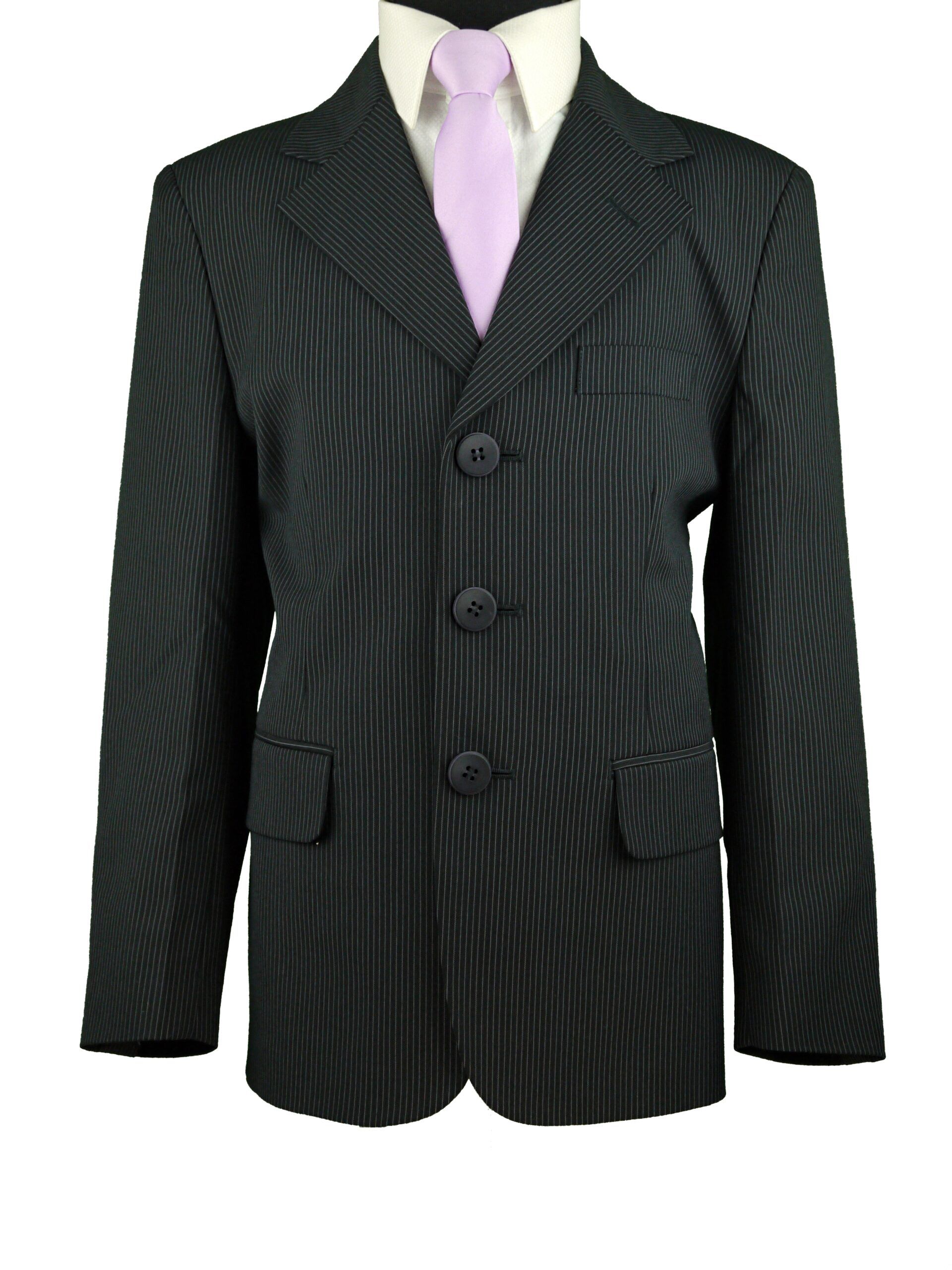 CRIVELLI Boys Classic Fit Navy Pinstripe Suit - Pleated Pants