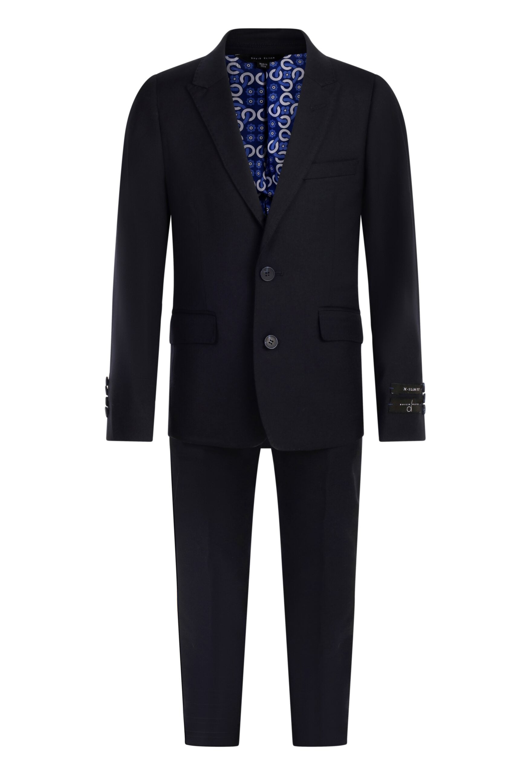 DAVID OLIVER COLE BOYS X-SLIM FIT STRETCH BLEND SUIT