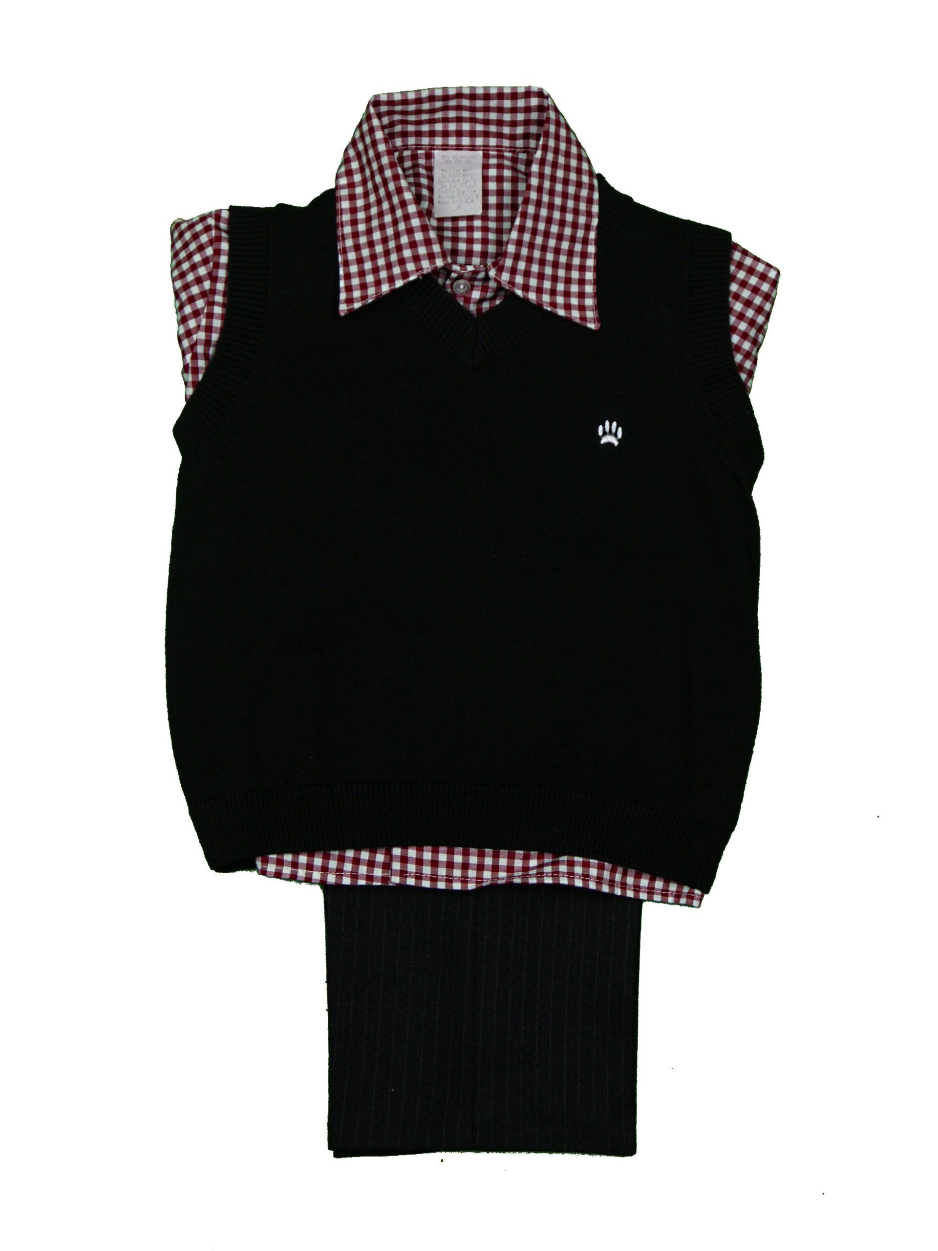 FOUGER Boys Classic Fit Checker Red Set Suit Vest With Pants