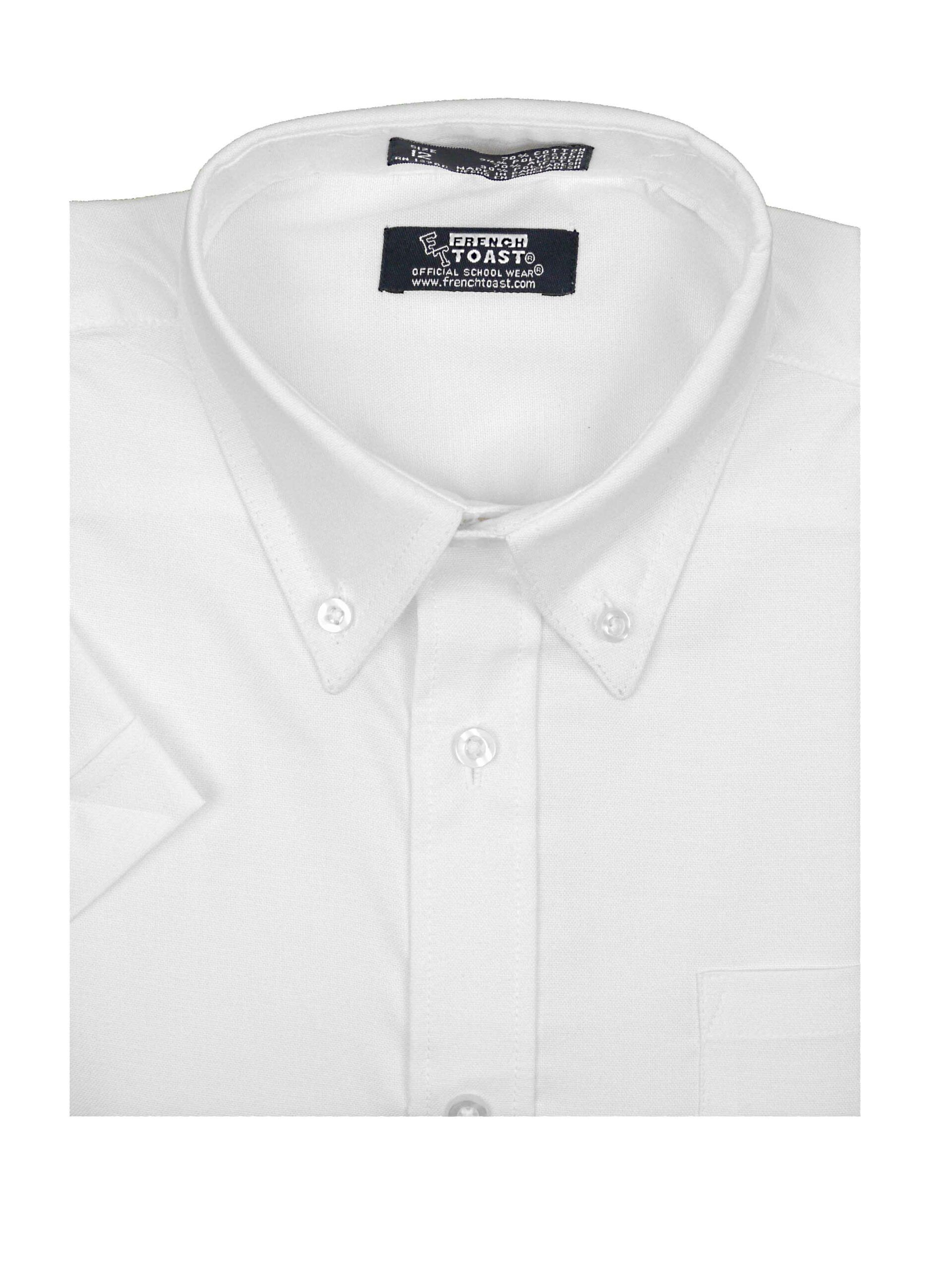 FRENCH TOAST BOYS CLASSIC FIT SHORT SLEEVE WHITE OXFORD COTTON BLEND SHIRT