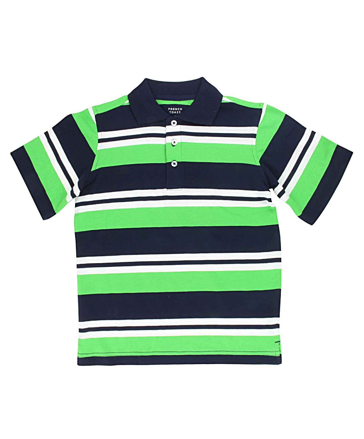 FRENCH TOAST Boys Cotton Green/Navy Short Sleeve Polo-Shirts