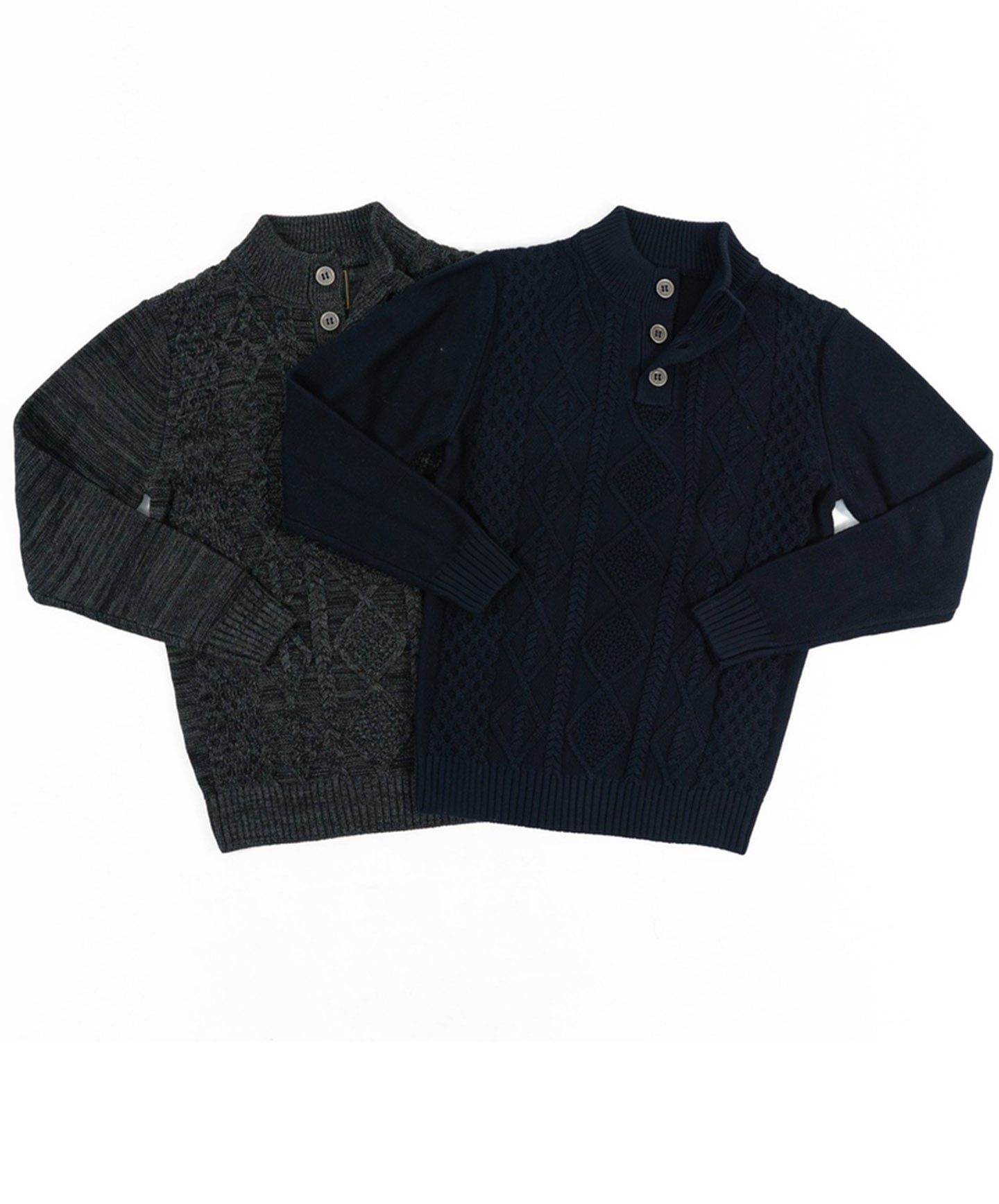 F/X FUISON Boys 3 Button Cable Mock Sweater - 2 - Colors - 101FB