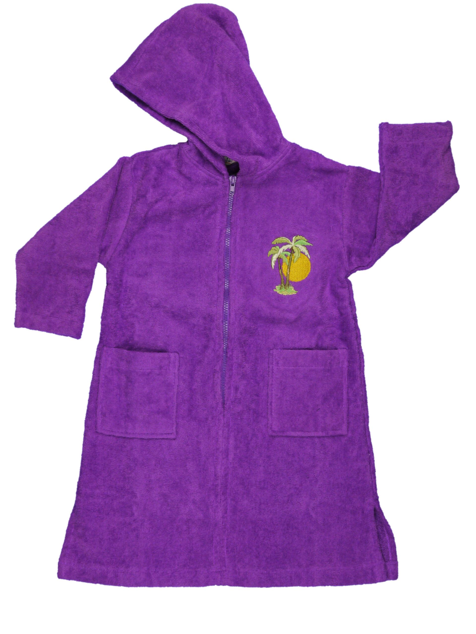 Girls Purple Terry Bathrobe -Zipper