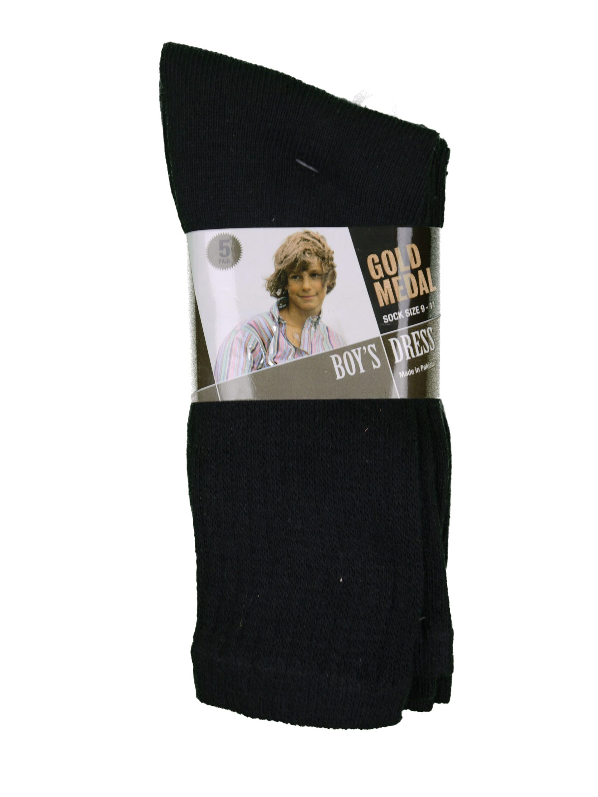 GOLD MEDAL Boys Black Crew Socks
