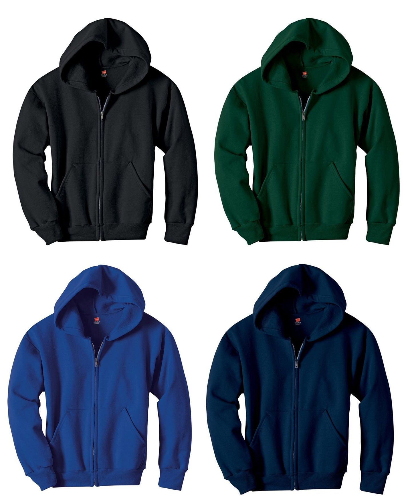 HANES Boys Cotton Blend Long Sleeve Full Zip Hoodie Sweatshirt P480