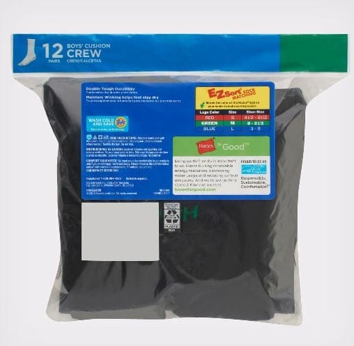 HANES BOYS DOUBLE TOUGH CUSHION CREW SOCKS  12-PAIRS - Image 2