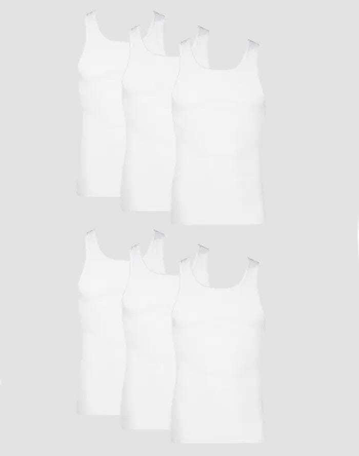 HANES MENS TANK TOP WHITE UNDERSHIRT100 % COTTON - 6 PACK - Image 4