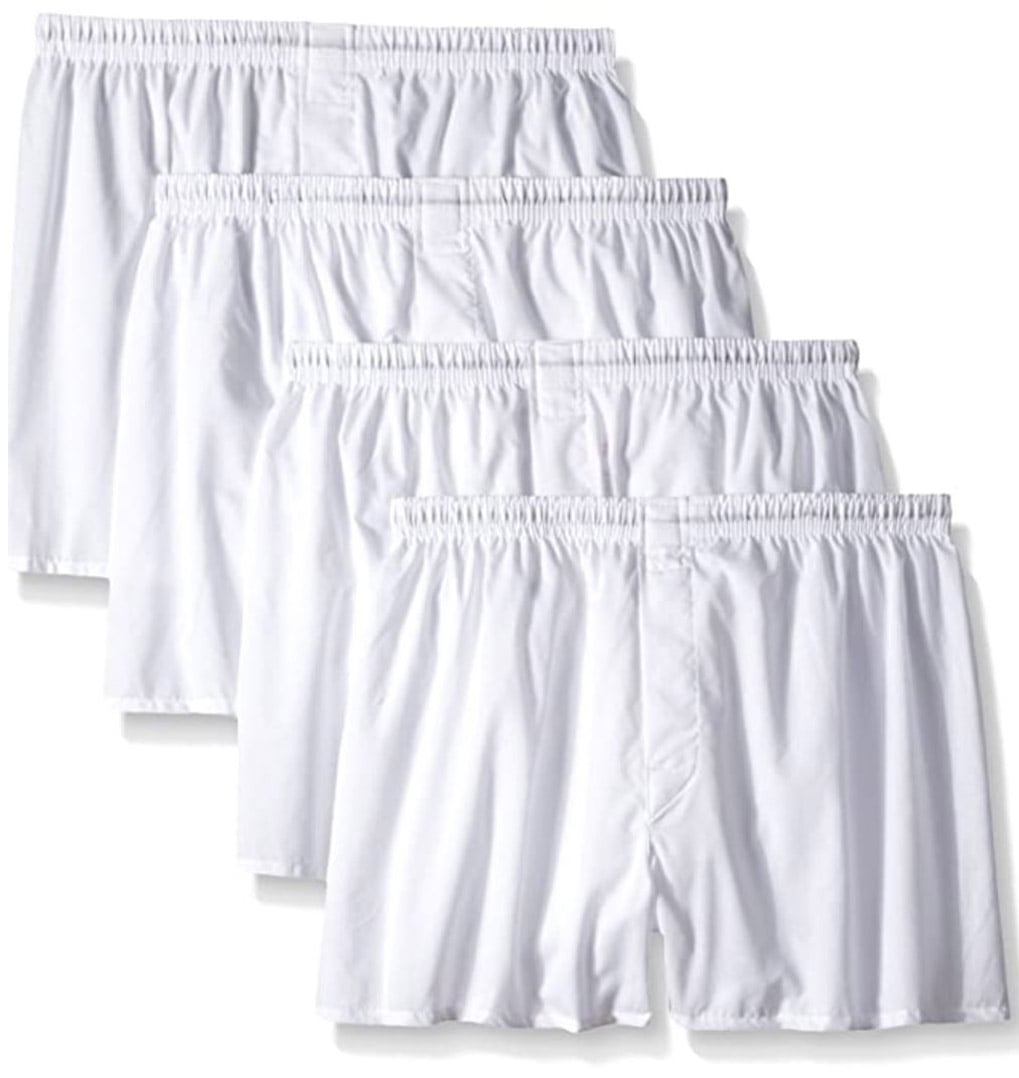HANES MENS Woven Boxers Cotton Blend  4 - Pack - HN110W4