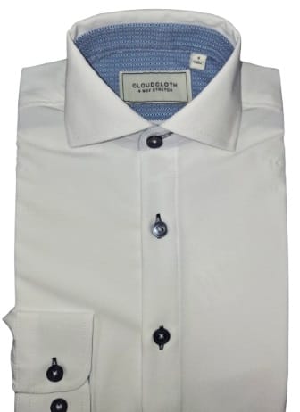 isaac mizrahi dress shirts ISAAC MIZRAHI CLOUDCLOTH BOYS CLASSIC FIT LONG SLEEVE CONTRAST STRETCH  SHIRT