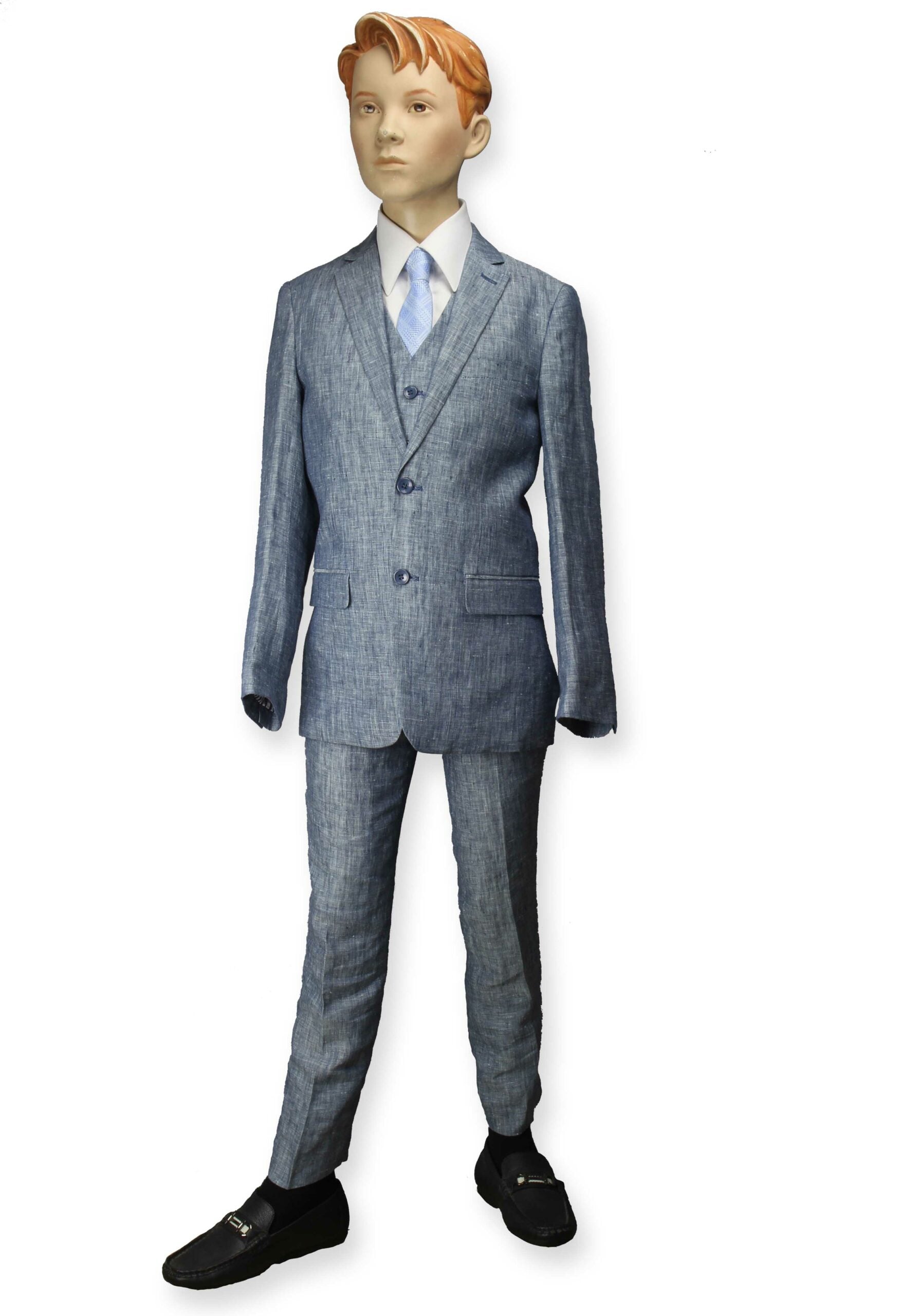 Isaac Mizrahi Boy's Linen Skinny Navy 3 Piece Suit.