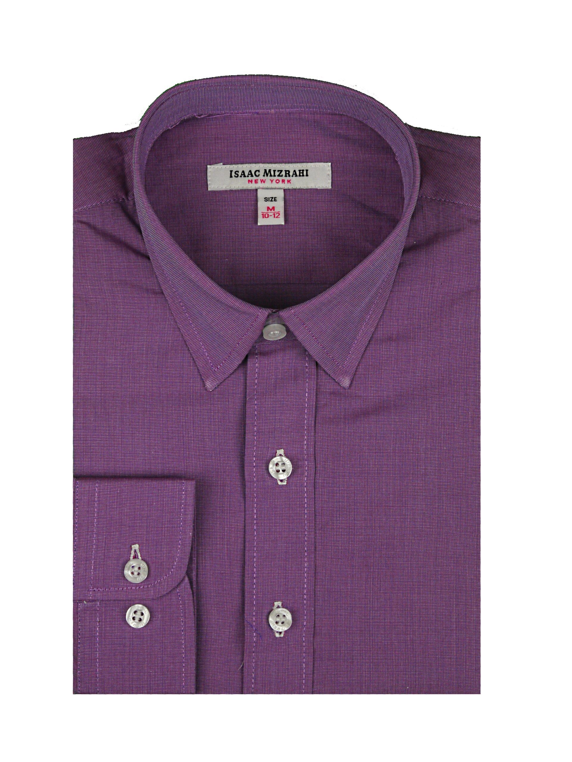 ISAAC MIZRAHI Boys Purple 100% Cotton Long Sleeve Dress Shirt