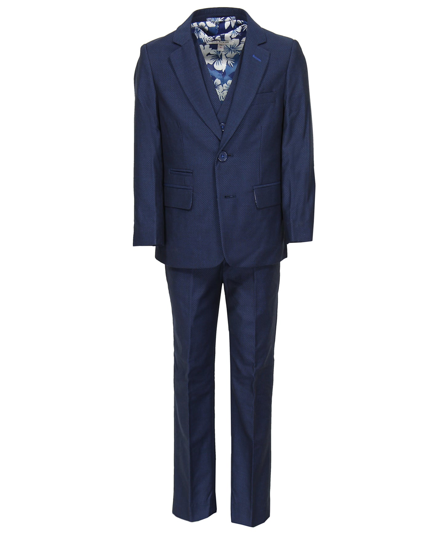 ISAAC MIZRAHI Boys Slim Fit Dotted Suit - 3 piece - Navy - Boytique %