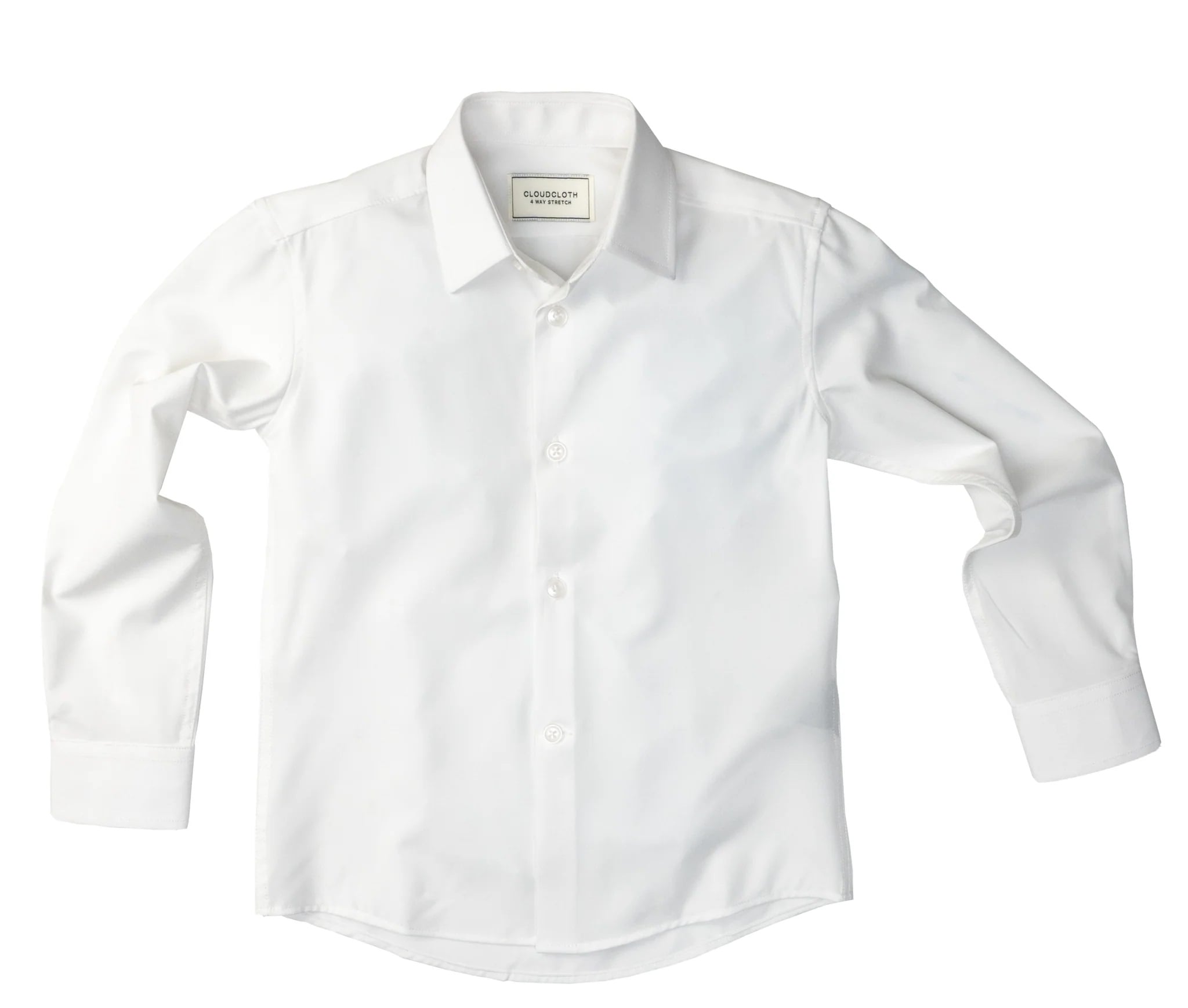 ISAAC MIZRAHI CLOUDCLOTH BOYS SLIM FIT LONG SLEEVE 4-WAY STRETCH DRESS SHIRT