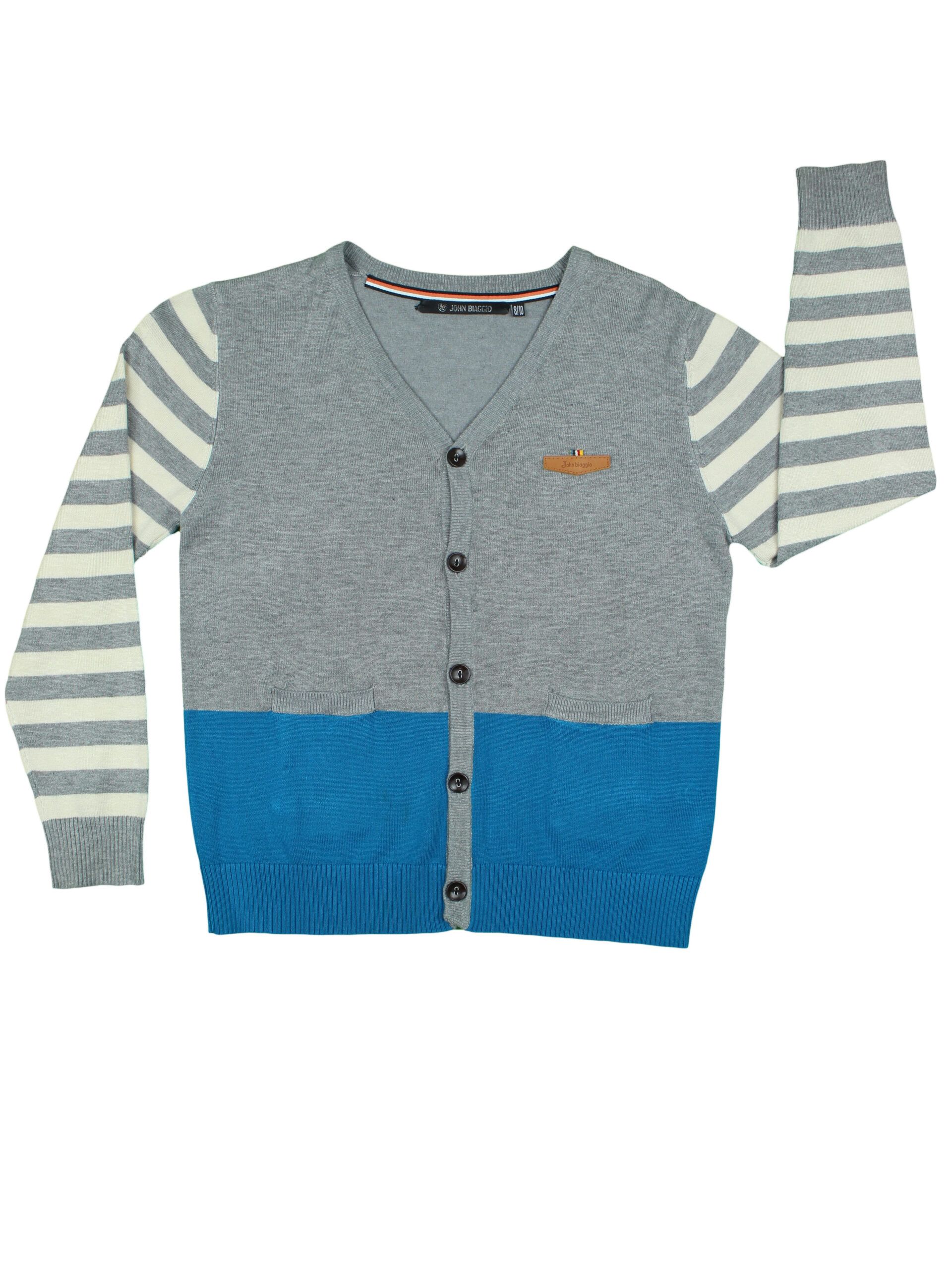 JOHN BIAGGIO, HEATHER GRAY, BUTTON DOWN, CARDIGAN SWEATER.
