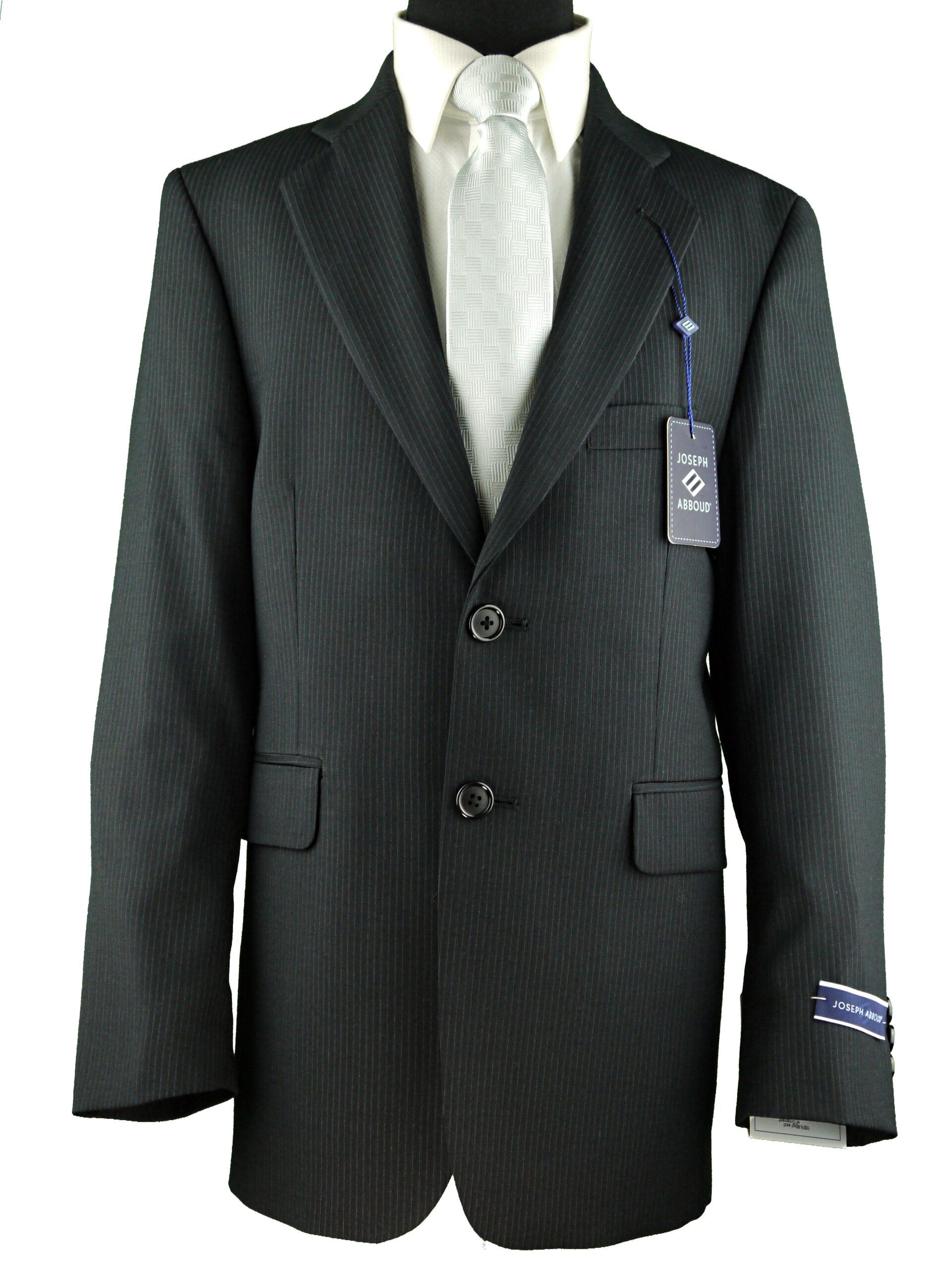 JOSEPH ABBOUD Boys Classic Fit 100% Wool Black Pinstripe Suit