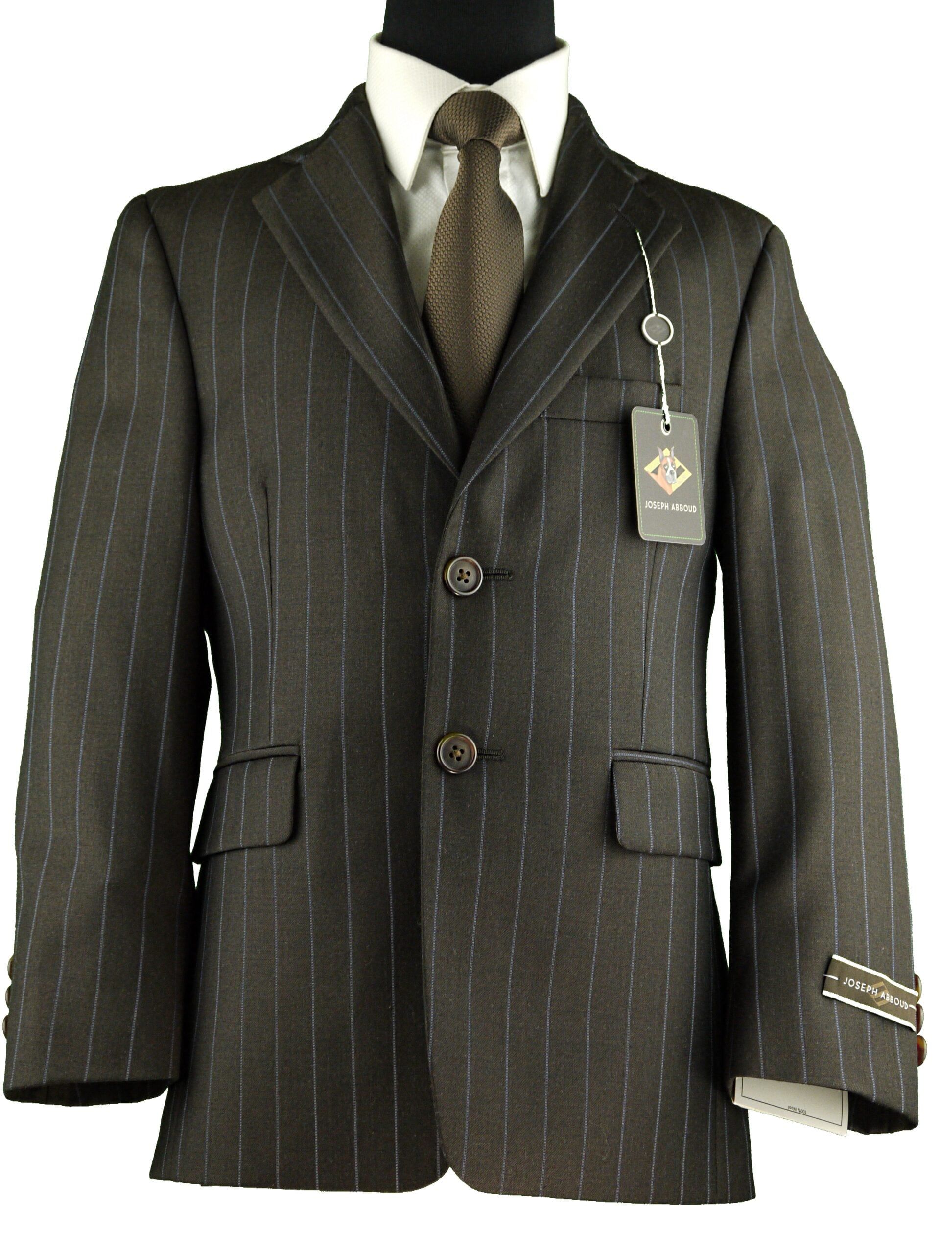 JOSEPH ABBOUD Boys Classic Fit 100% Wool Brown Pinstripe Suit