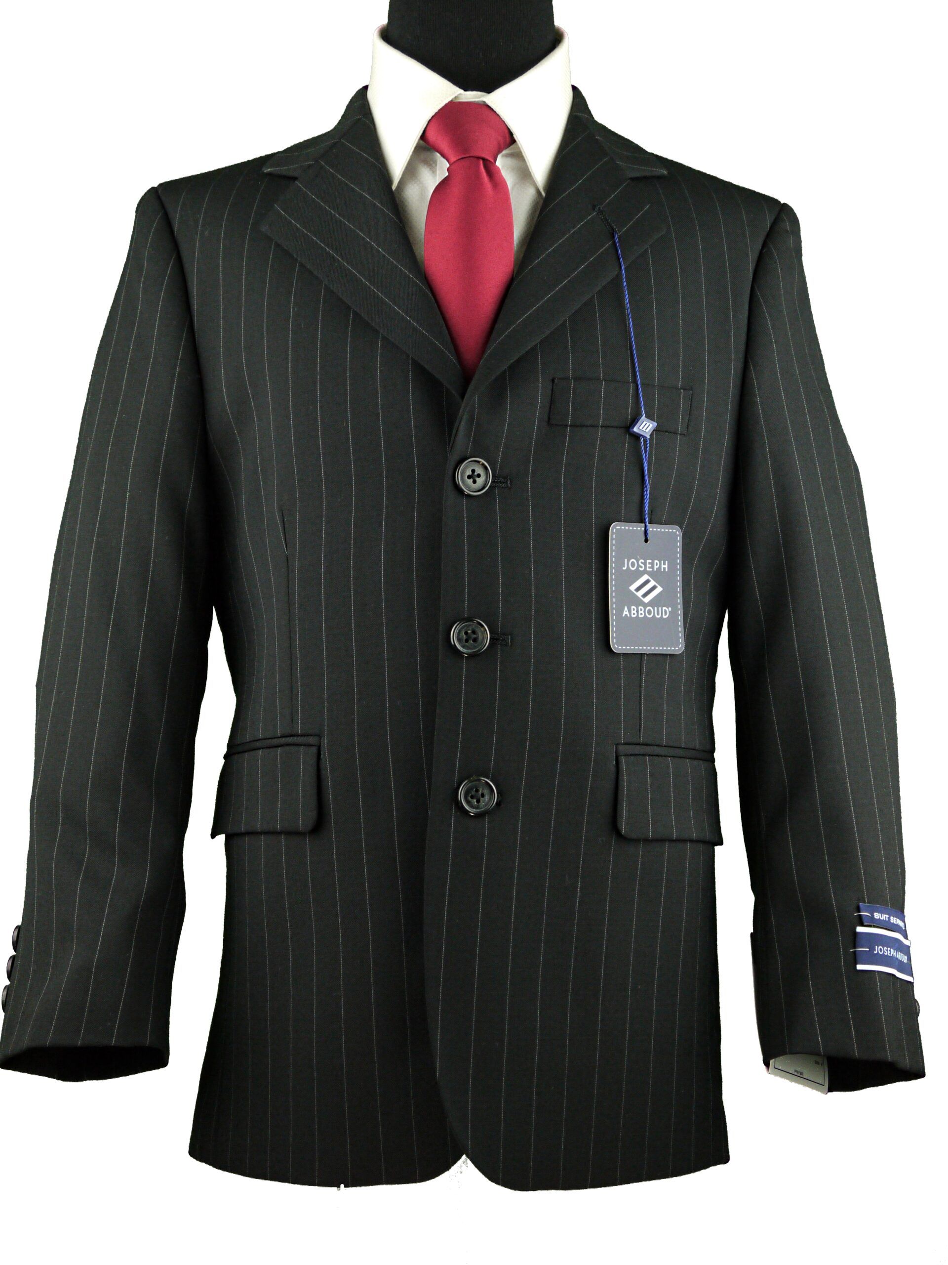 JOSEPH ABBOUD Boys Classic Fit 100% Wool Pinstripe 100% Wool Black Suit