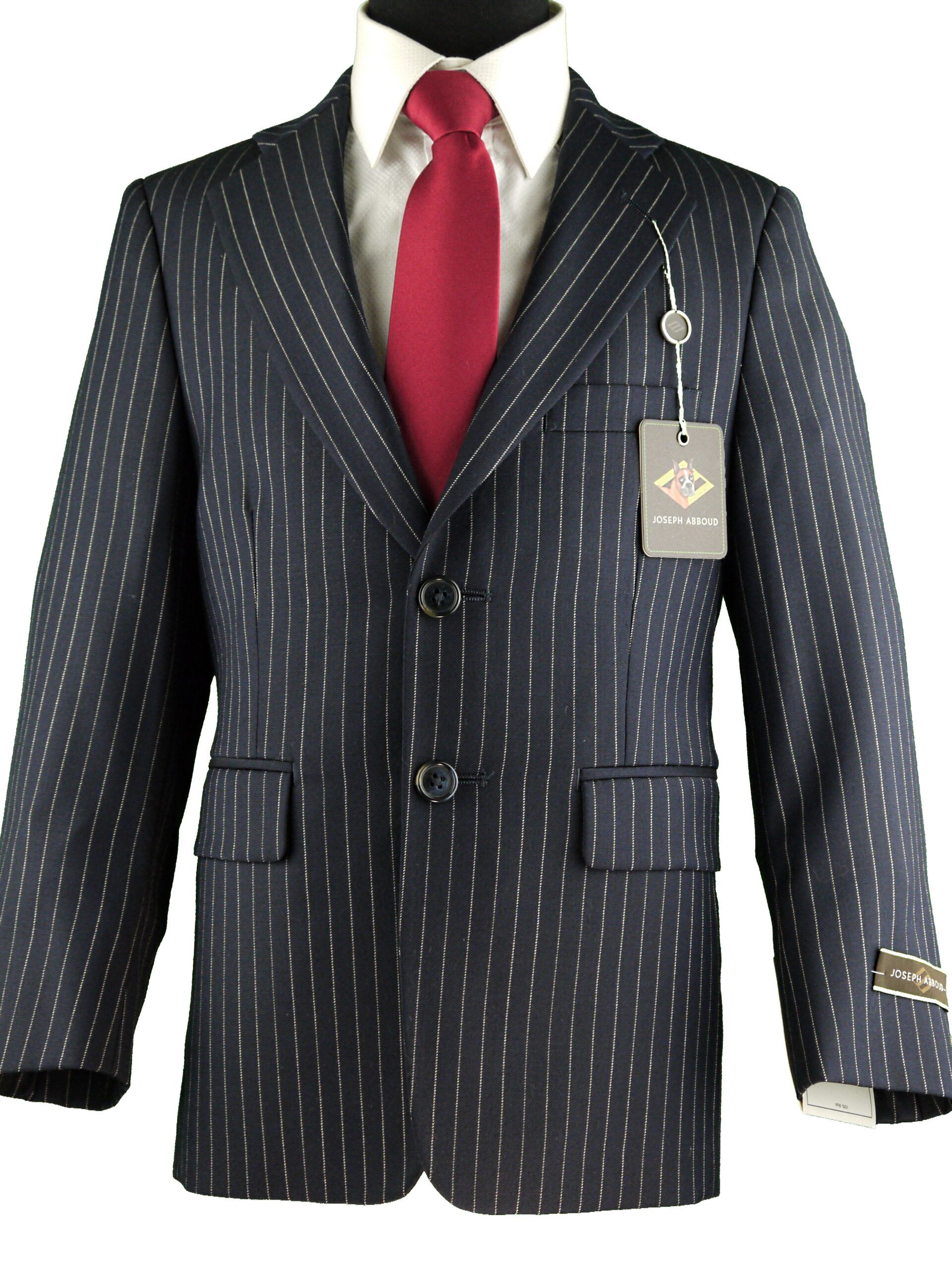 JOSEPH ABBOUD Boys Classic Fit 100% Wool Pinstripe Navy Suit