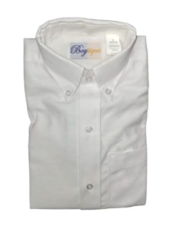 K-12 BOYS CLASSIC FIT SHORT SLEEVE WHITE OXFORD SHIRT
