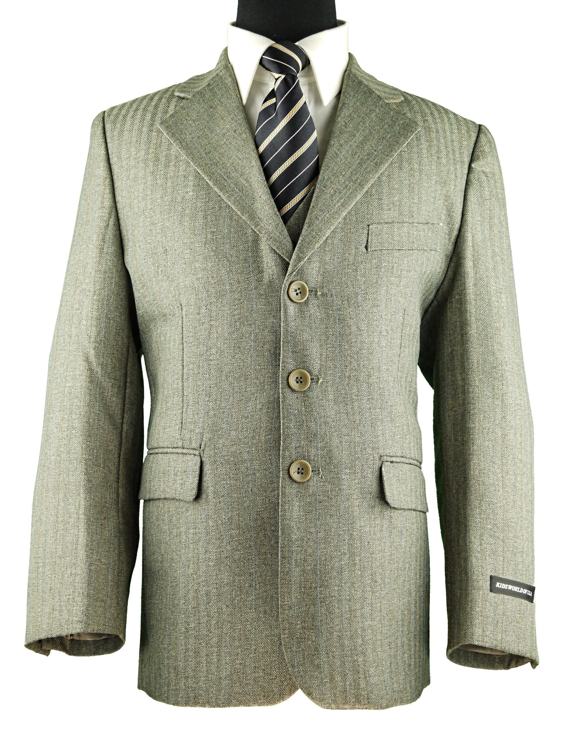 KIDS WORLD Boys Classic Fit Beige Suit - 5 piece