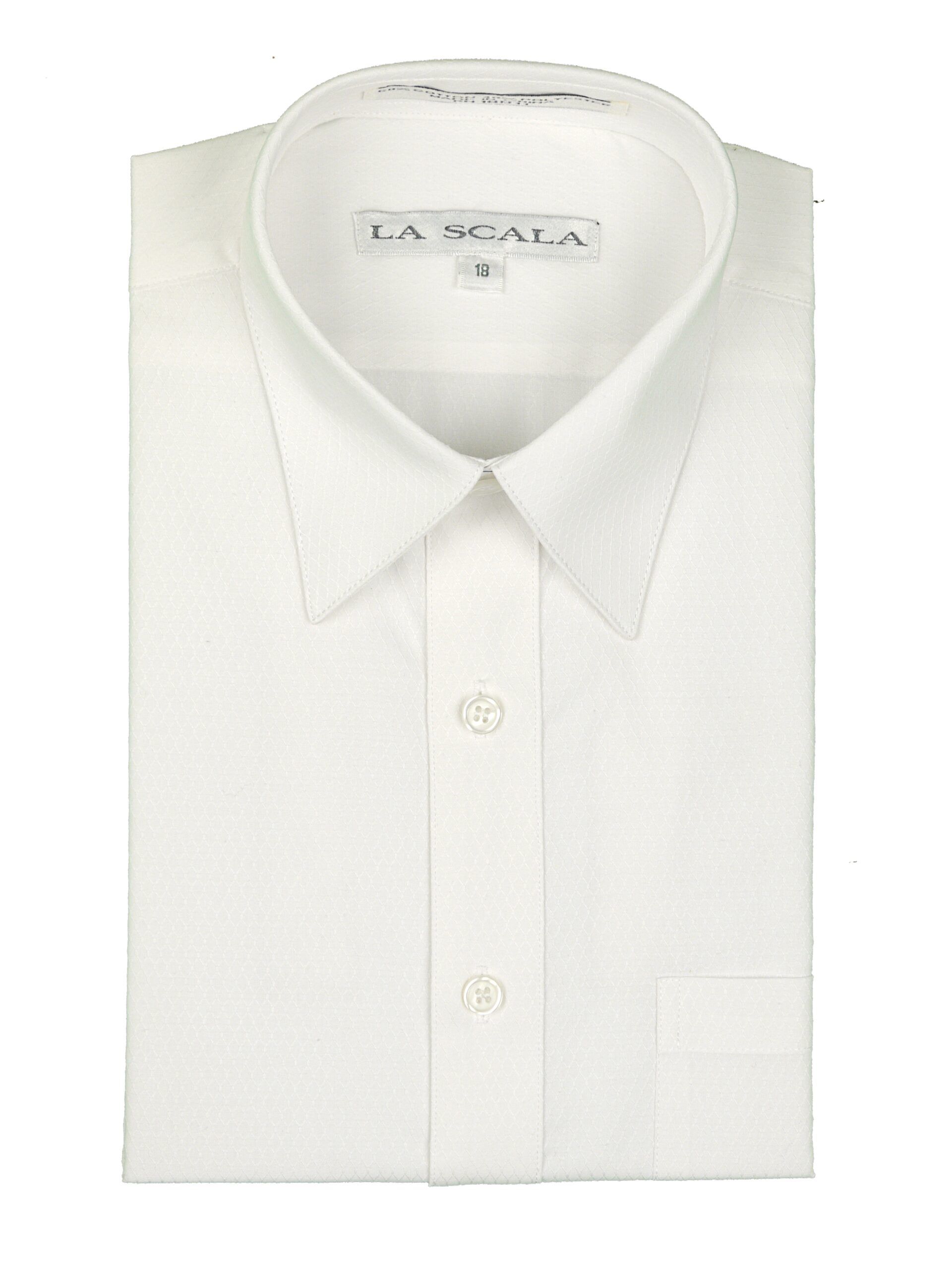 LA SCALA Boys Classic Fit Short Sleeve White Dress Shirt