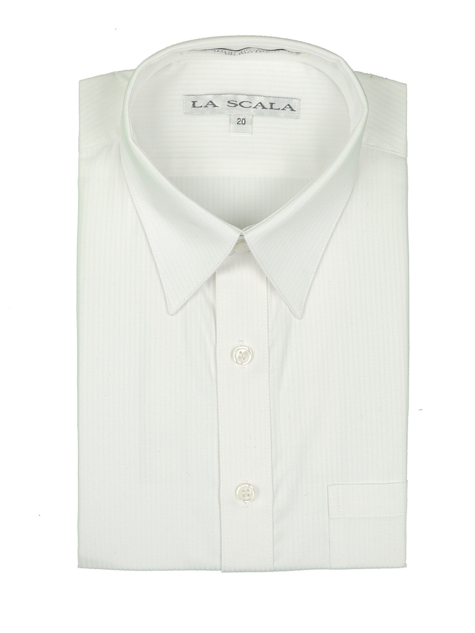 LA SCALA Boys Classic Fit Short Sleeve White Texture Dress Shirt