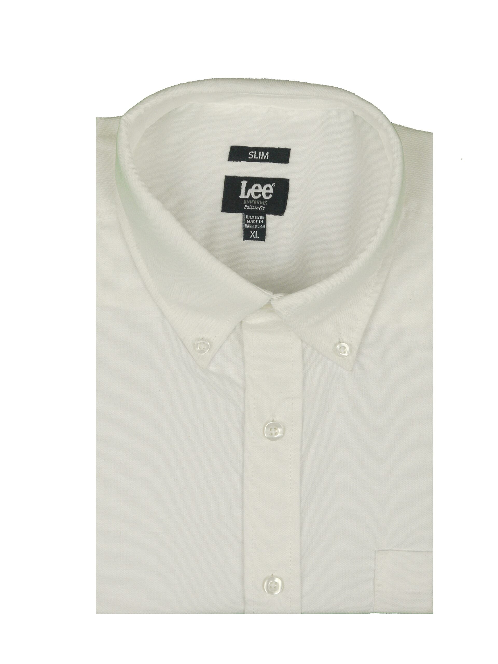 LEE MENS SLIM FIT SHORT SLEEVE WHITE OXFORD SHIRT