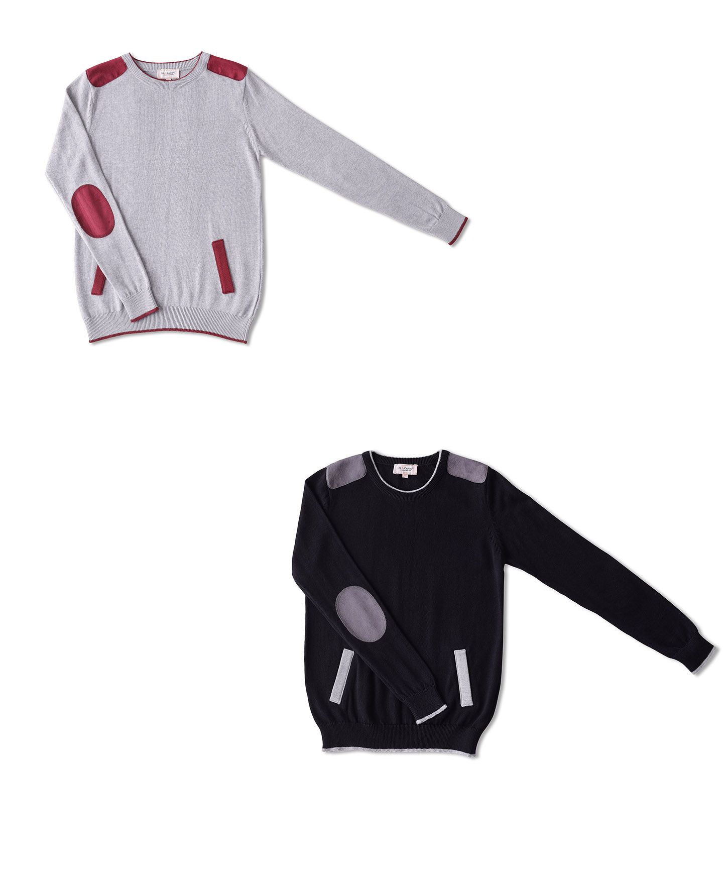 LEO & ZACHARY Boys 100% Cotton Grey & Black Crew Neck Knit Sweater - MARIO AW20