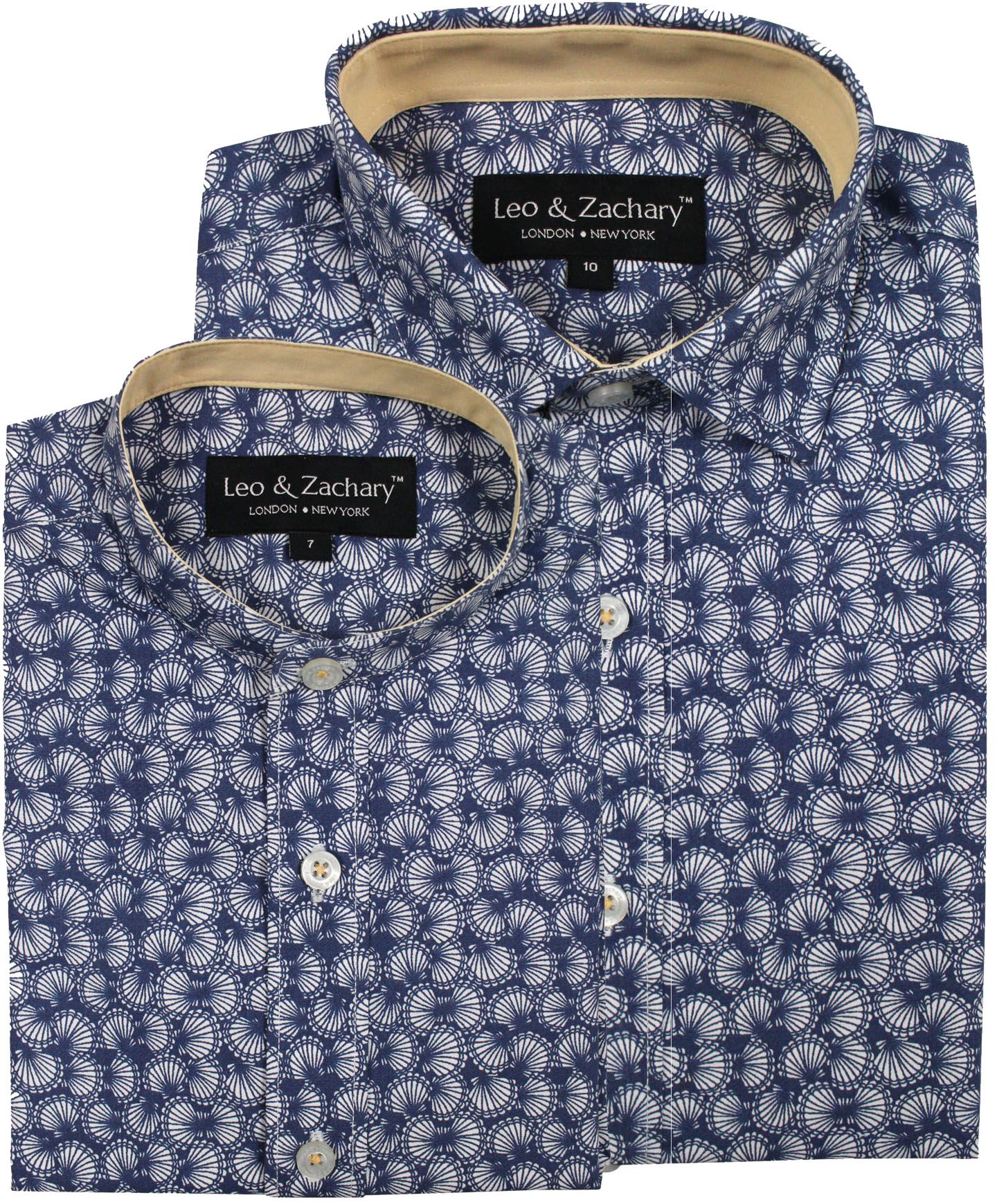 LEO & ZACHARY Boys Classic Fit Cobalt Shells Short Sleeve Dress Shirt