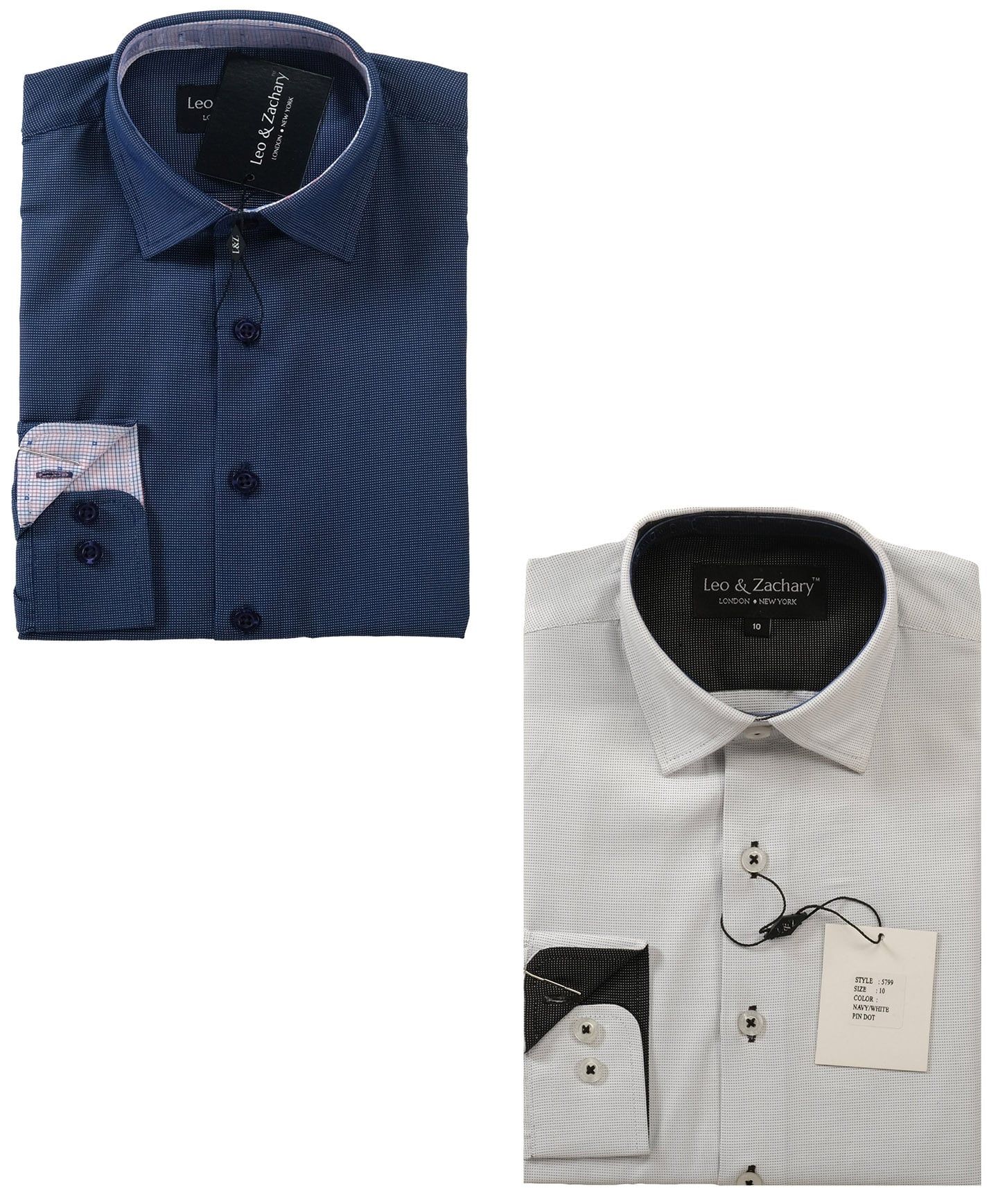 LEO & ZACHARY Boys Long Sleeve Cotton Blend Dress Shirt - 5799 - 2 Colors