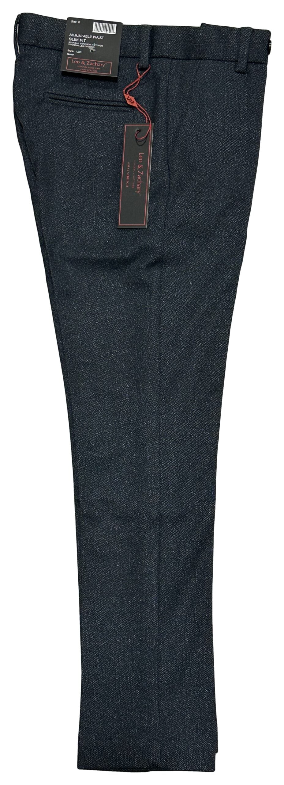 LEO & ZACHARY BOYS SLIM FIT DESIGN STRETCH MICROFIBER DRESS PANTS