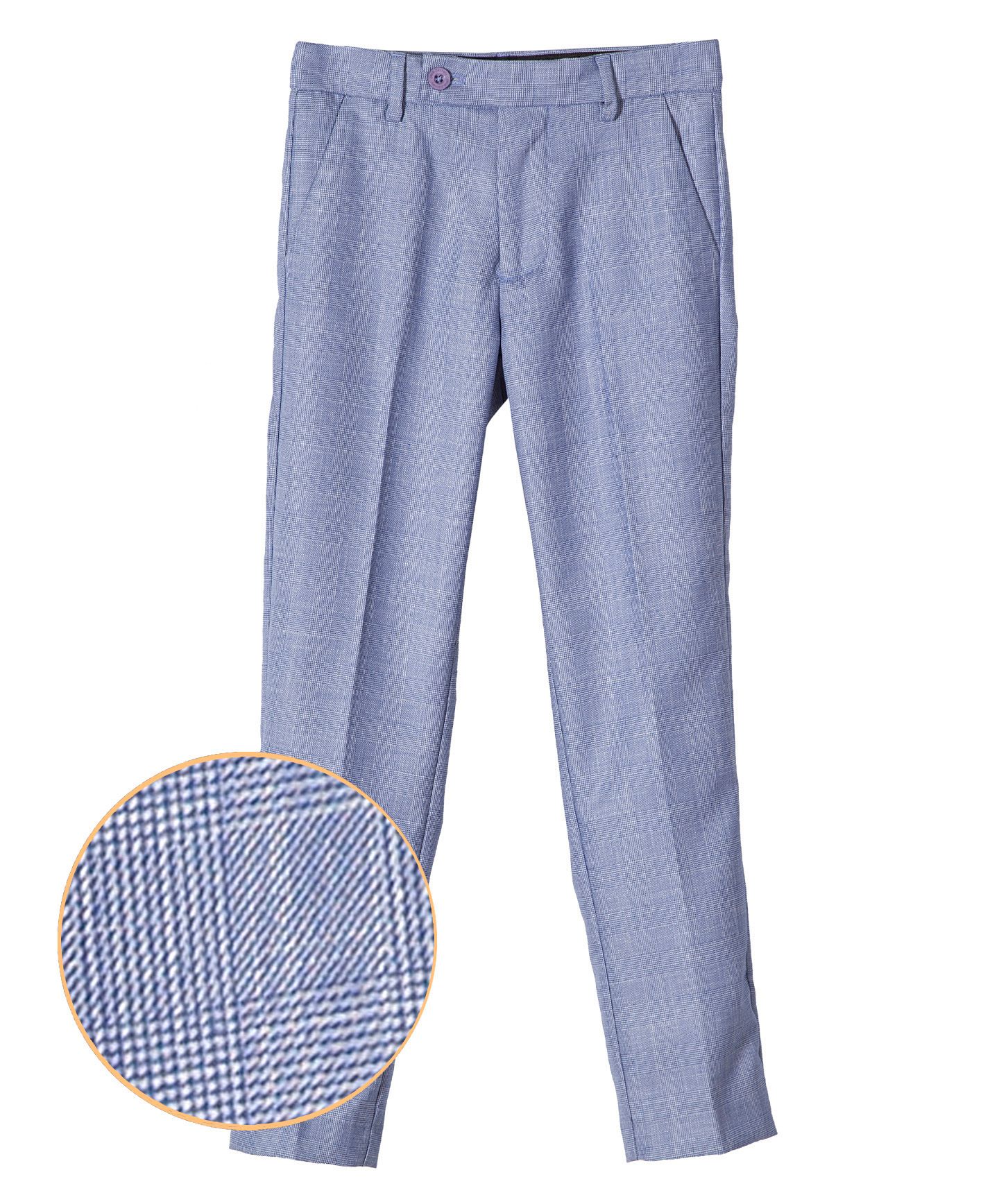 LEO & ZACHARY Boys Slim Fit Adjustable Waist Mid Blue Plaid Dress Pants
