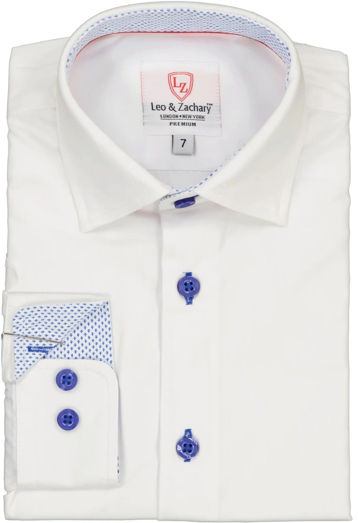 LEO & ZACHARY BOYS SLIM FIT LONG SLEEVE CONTRAST DRESS SHIRT