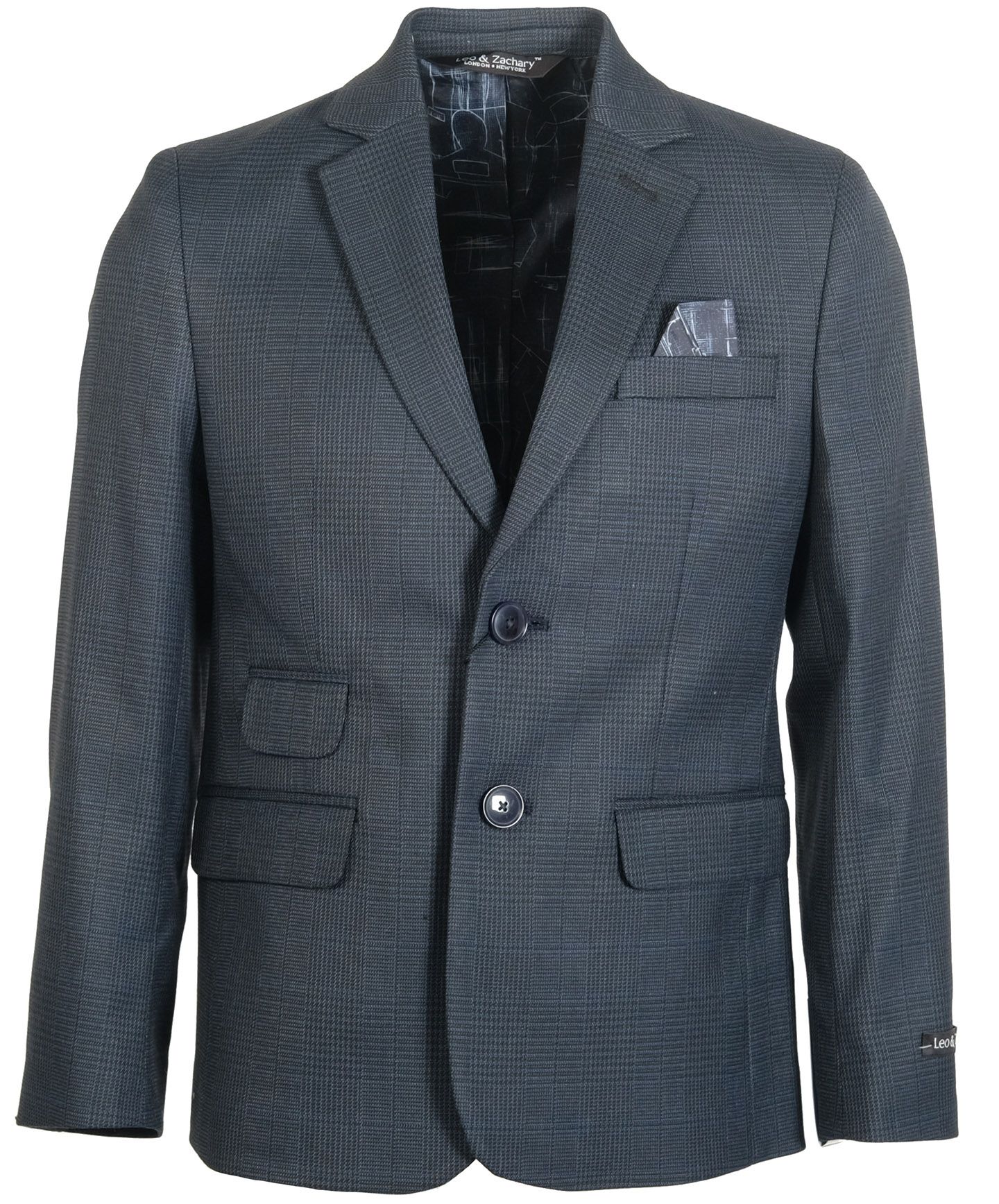 LEO & ZACHARY Boys Slim Fit Microfiber Blend Plaid Design Suit LZ492 LZ892
