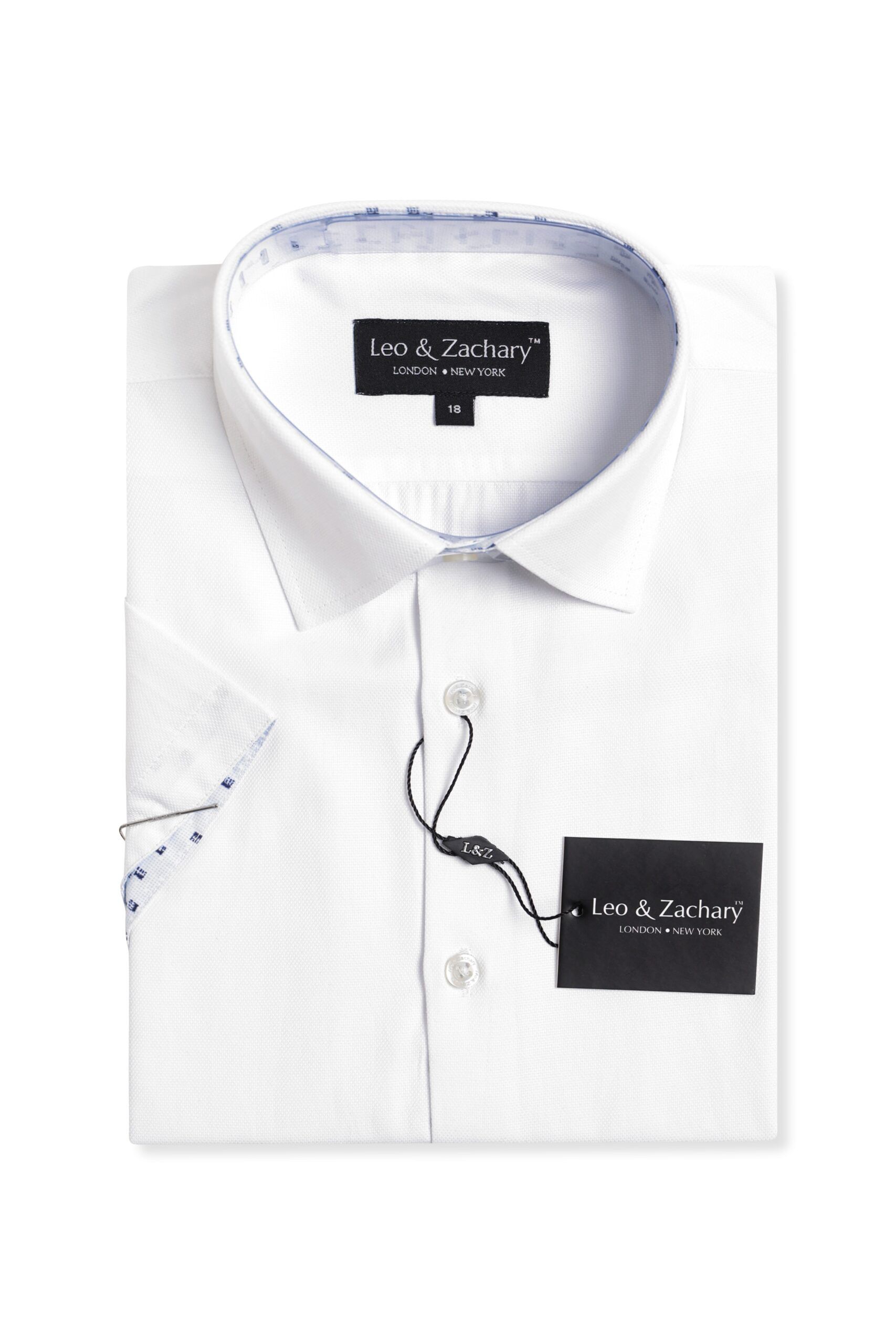 LEO & ZACHARY BOYS SLIM FIT S/S CONTRAST DRESS SHIRT - 5931