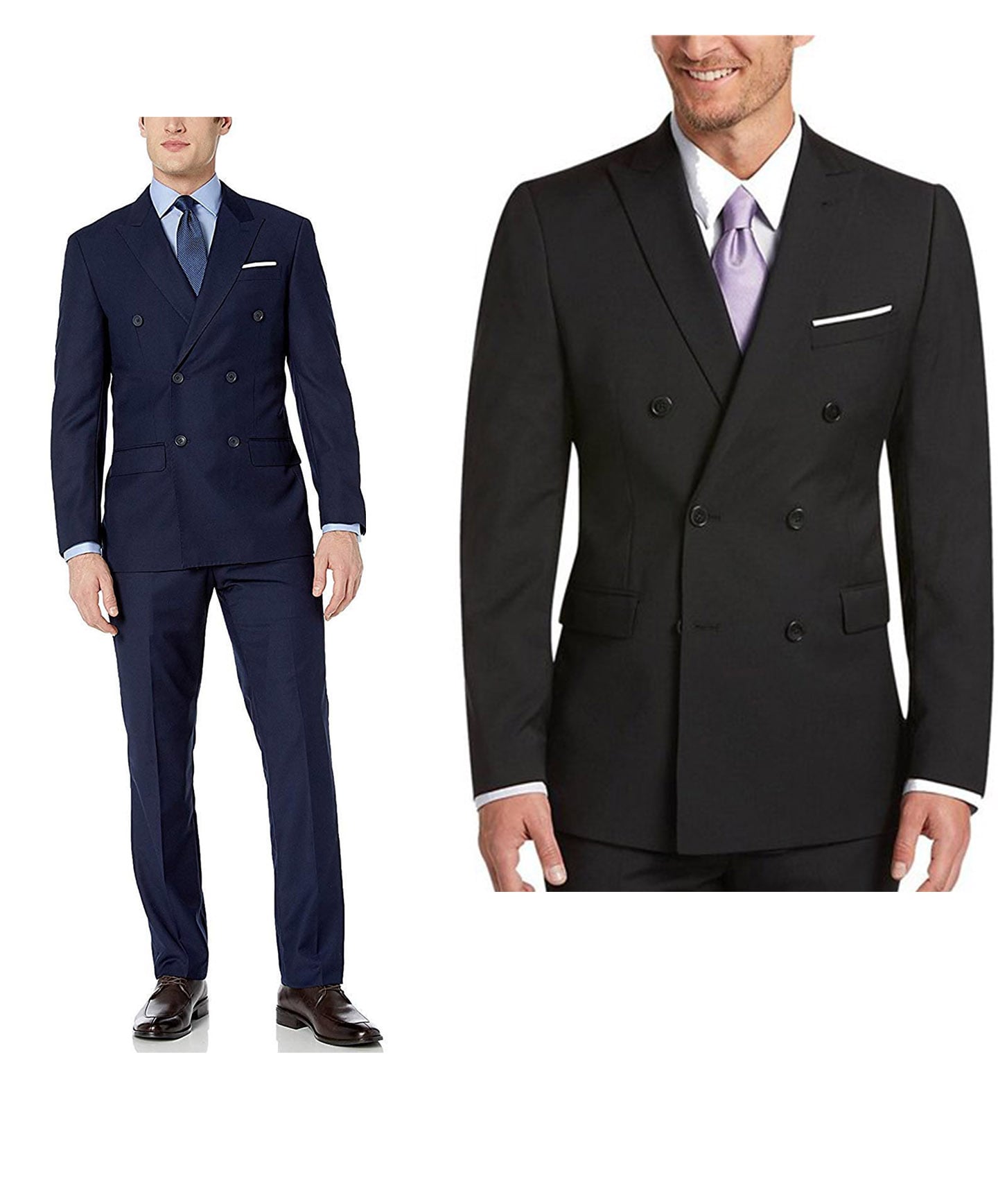 MANTONI Mens Double Breasted Classic Fit 100% Wool Solid Color 2 Piece Suit