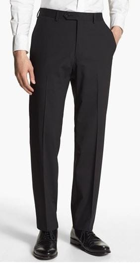 MANZINI Men 100% Wool Classic Fit Flat Front Dress Pants - Made In Italy