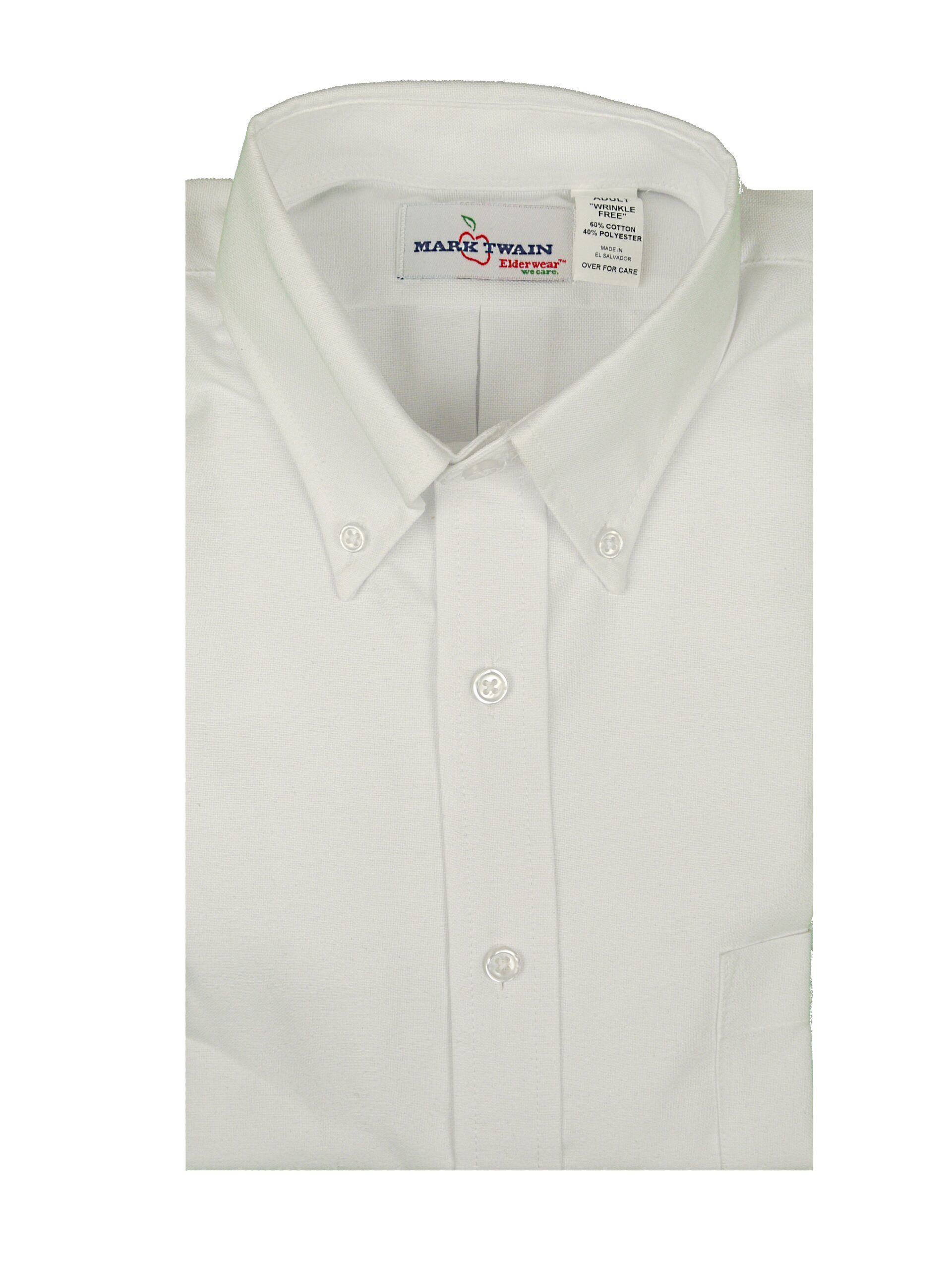 MARK TWAIN Mens Classic Fit Long Sleeve Wrinkle Free Oxford White Shirt