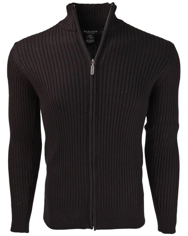 MARQUIS MENS COTTON FULL ZIP RIBBED CARDIGAN