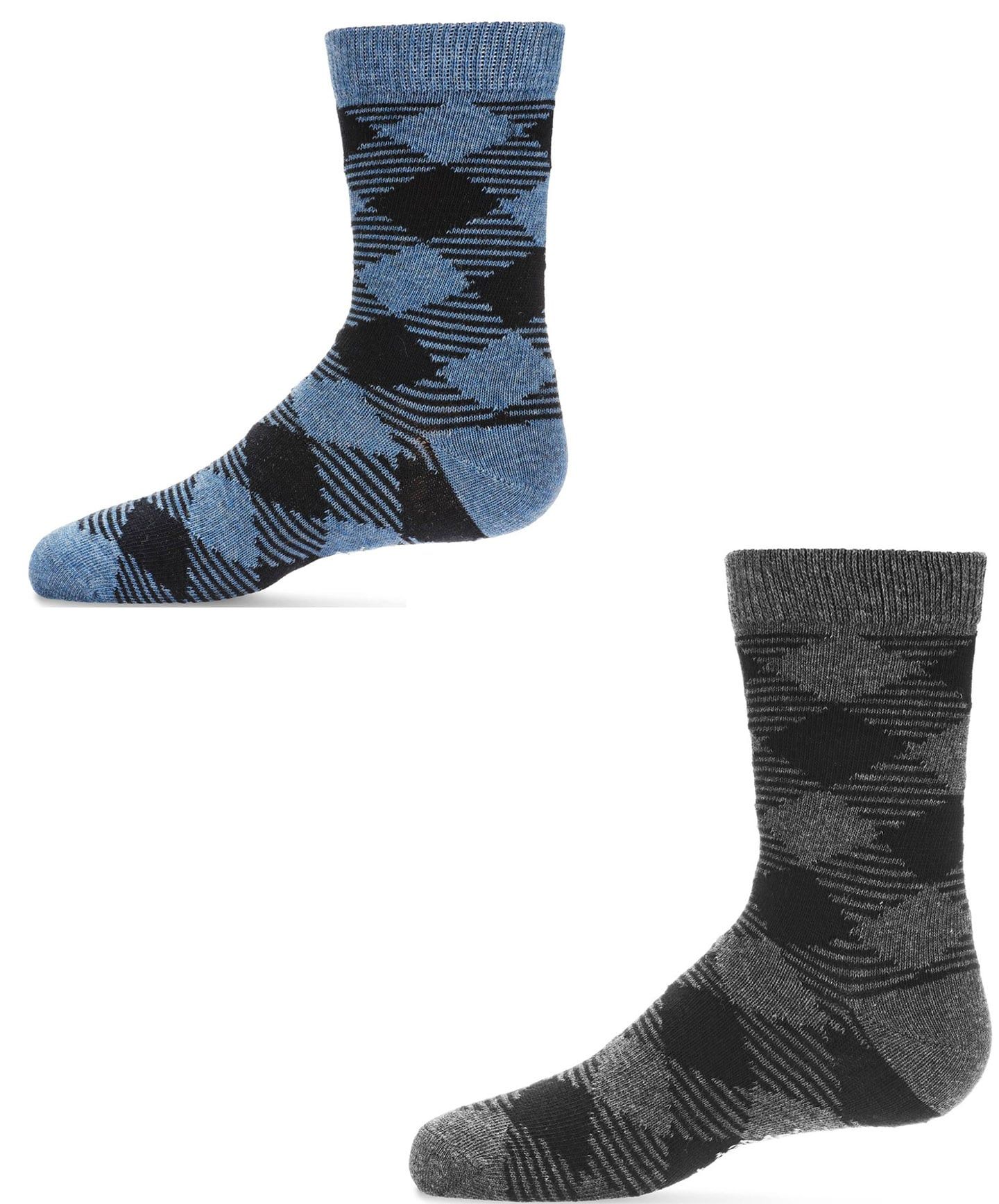 MEMOI Boys Cotton Blend Argyle Design Crew Socks - 1 Pack -  MK-147
