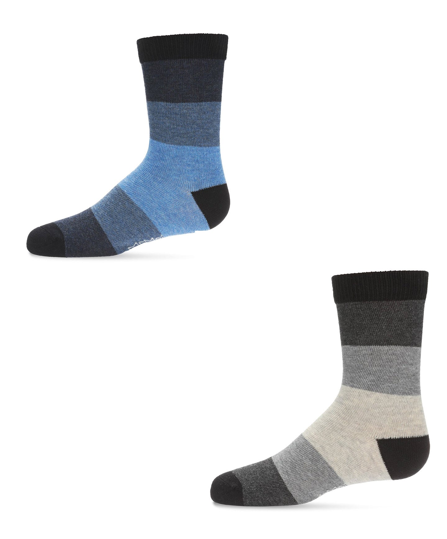 MEMOI Boys Cotton Blend Ombre Striped Design Crew Socks 1 Pack - 3 Colors MK-148
