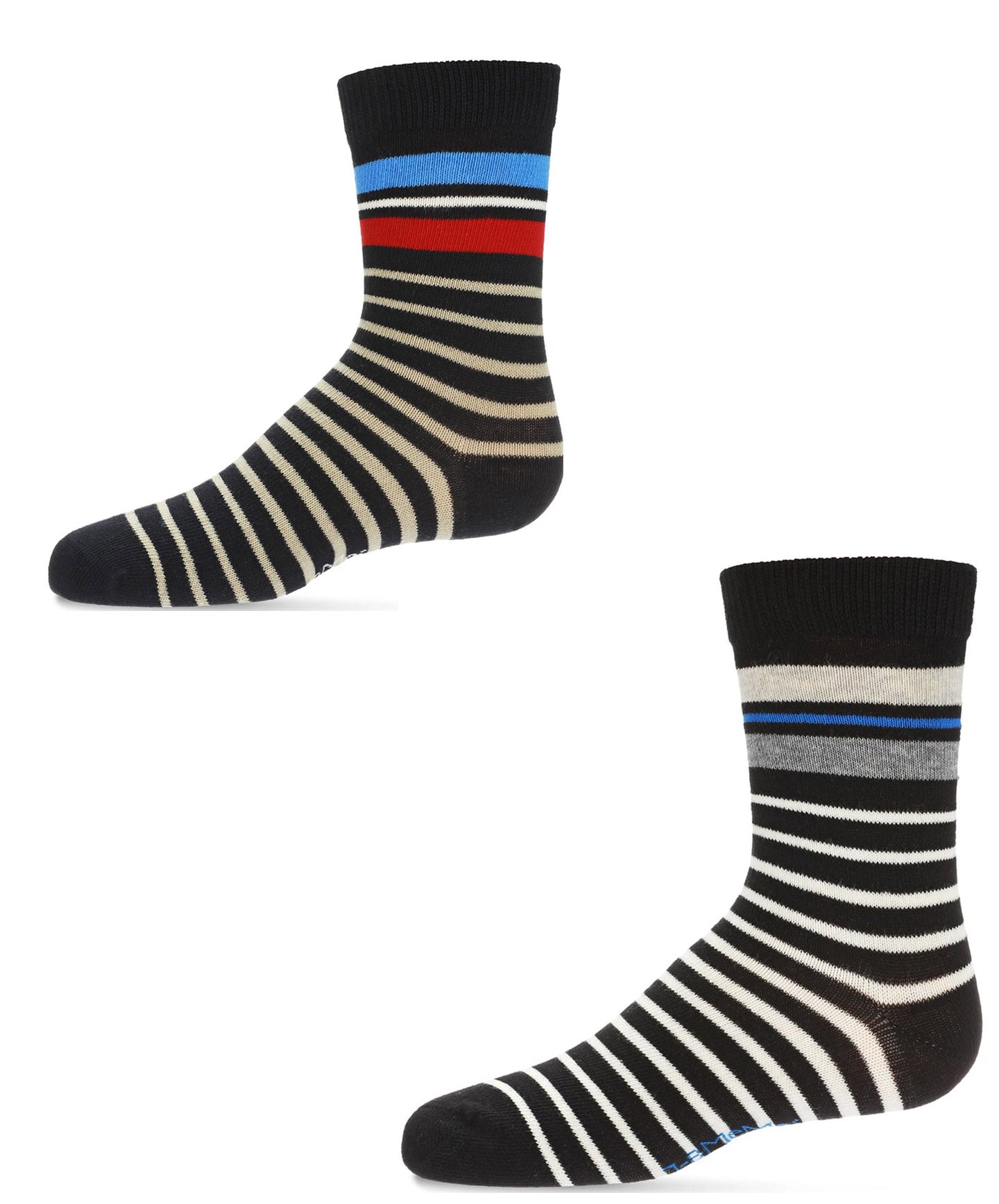 MEMOI Boys Cotton Blend Striped Design Crew Socks - 1 Pack - 3 Colors MK-149