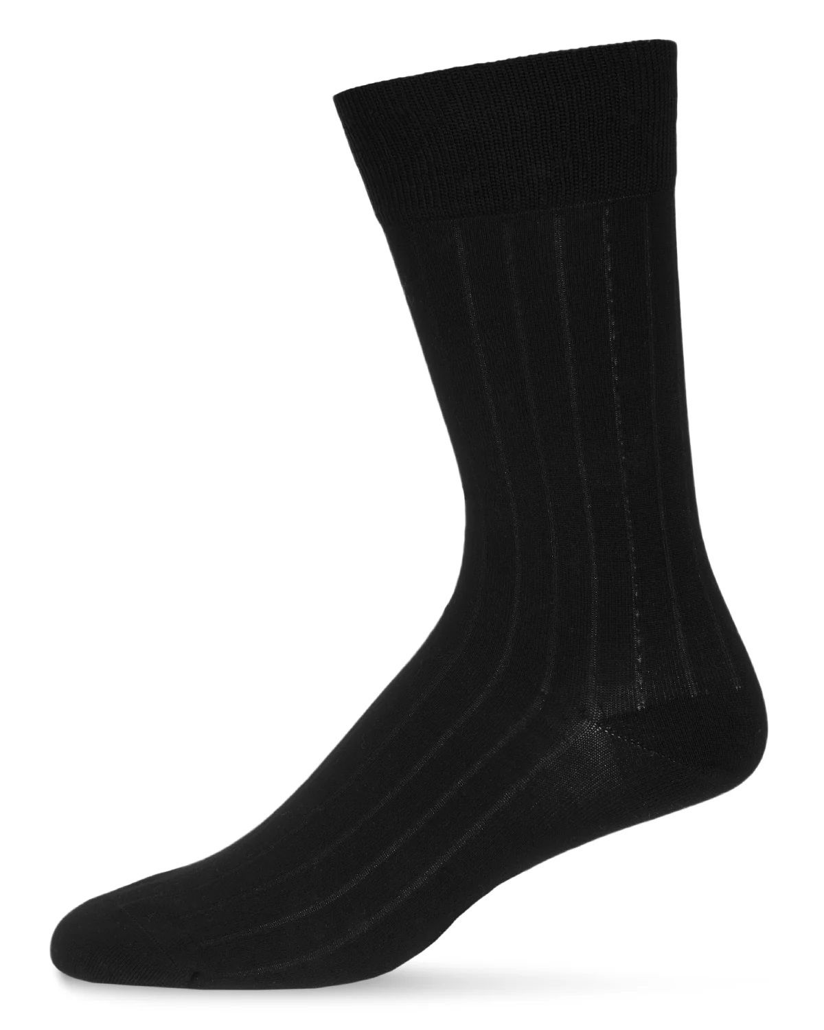 MEMOI MENS WIDE RIBBED MERCERIZED COTTON BLEND CREW SOCKS 3-PACK
